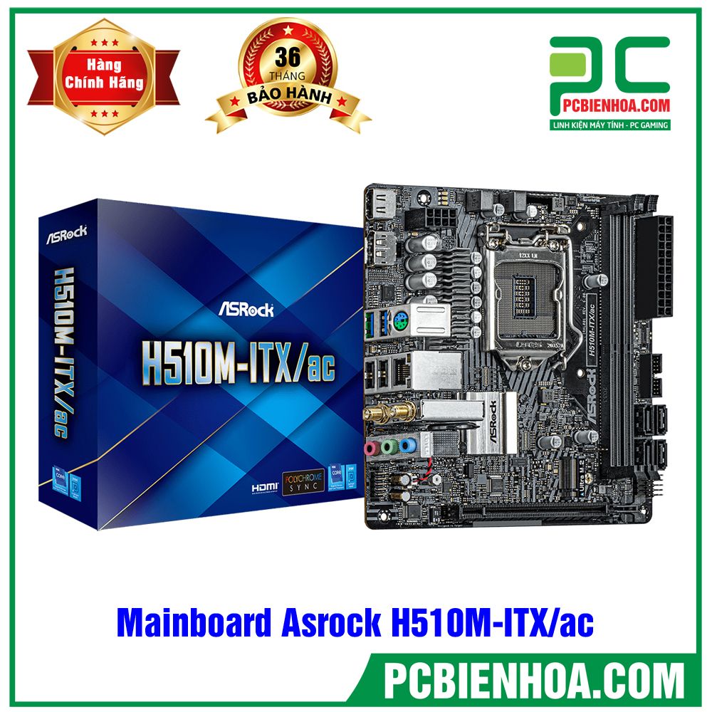 Mainboard Asrock H510M-ITX/ac (WIFI TÍCH HỢP) ( LGA1200 / MINI-ITX / 2xDDR4 )