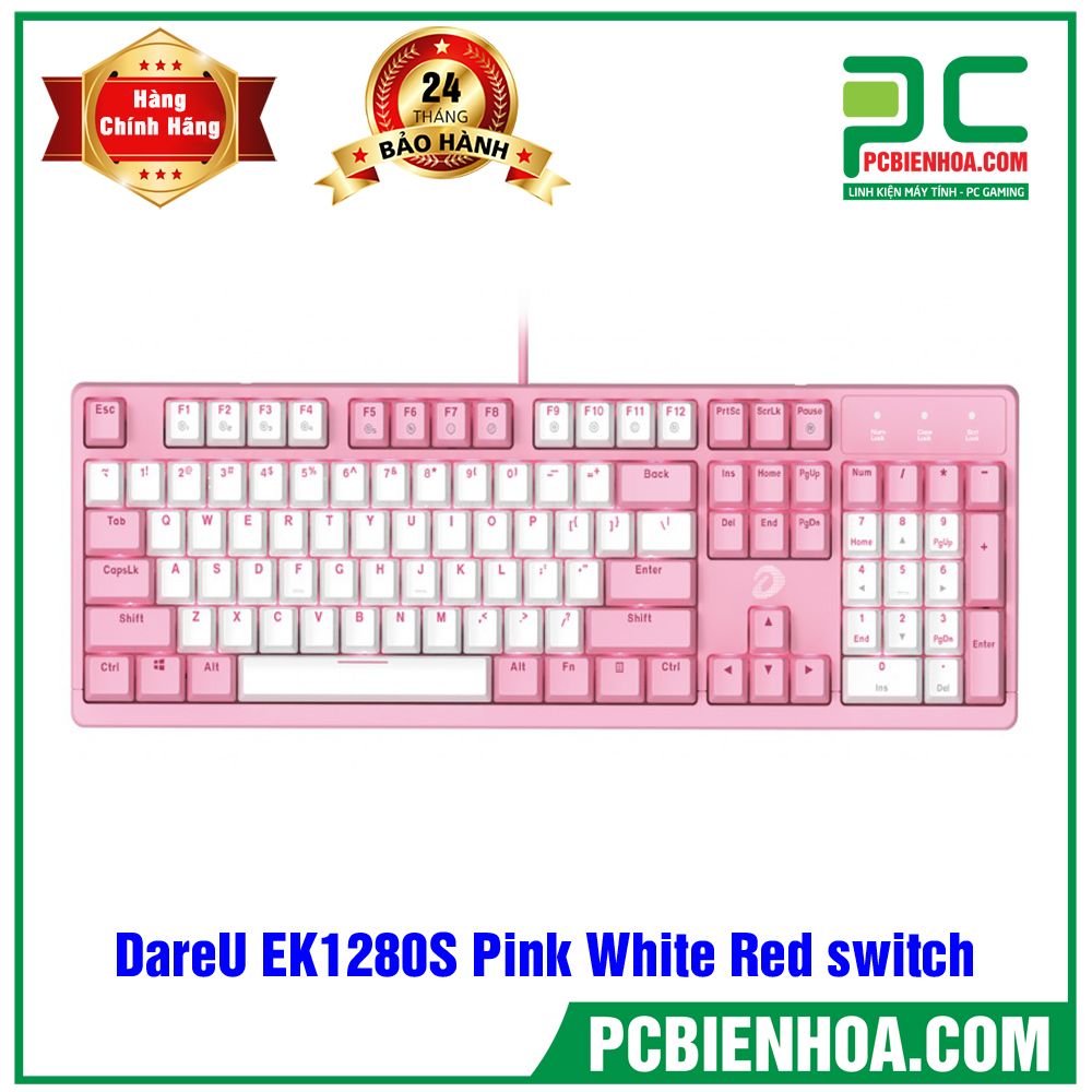 Bàn phím cơ DareU EK1280S Pink White Red switch