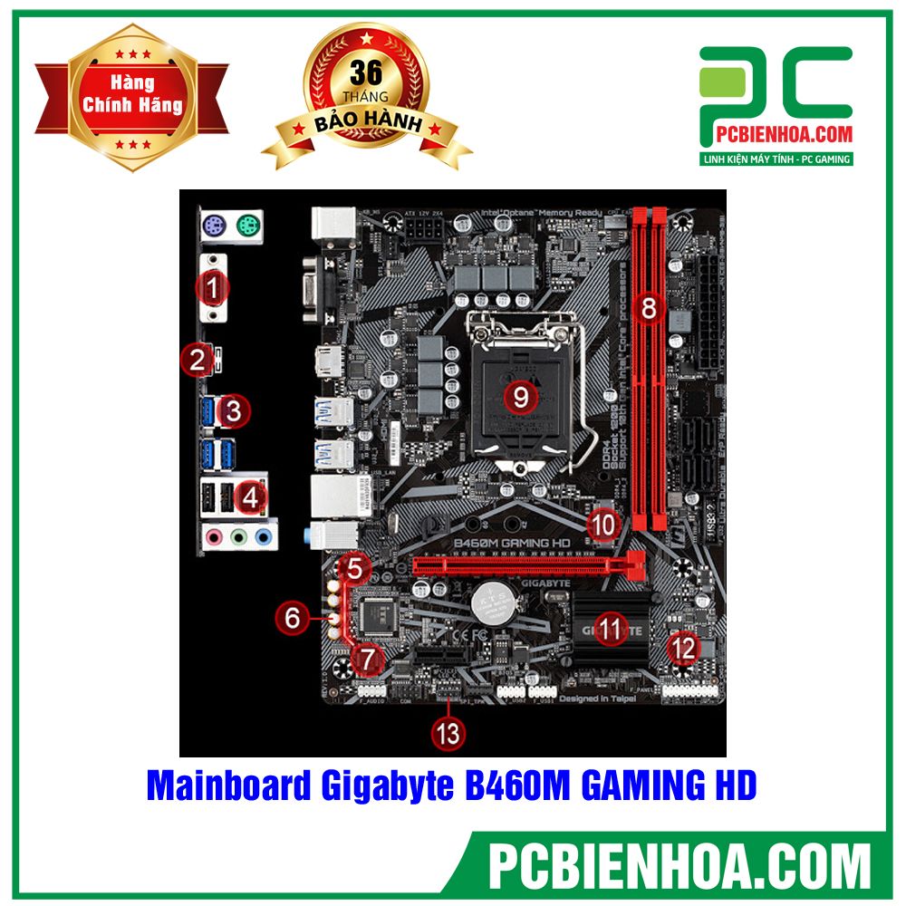 Mainboard Gigabyte B460M GAMING HD (Intel B460, Socket 1200, m-ATX, 2 khe RAM DDR4)