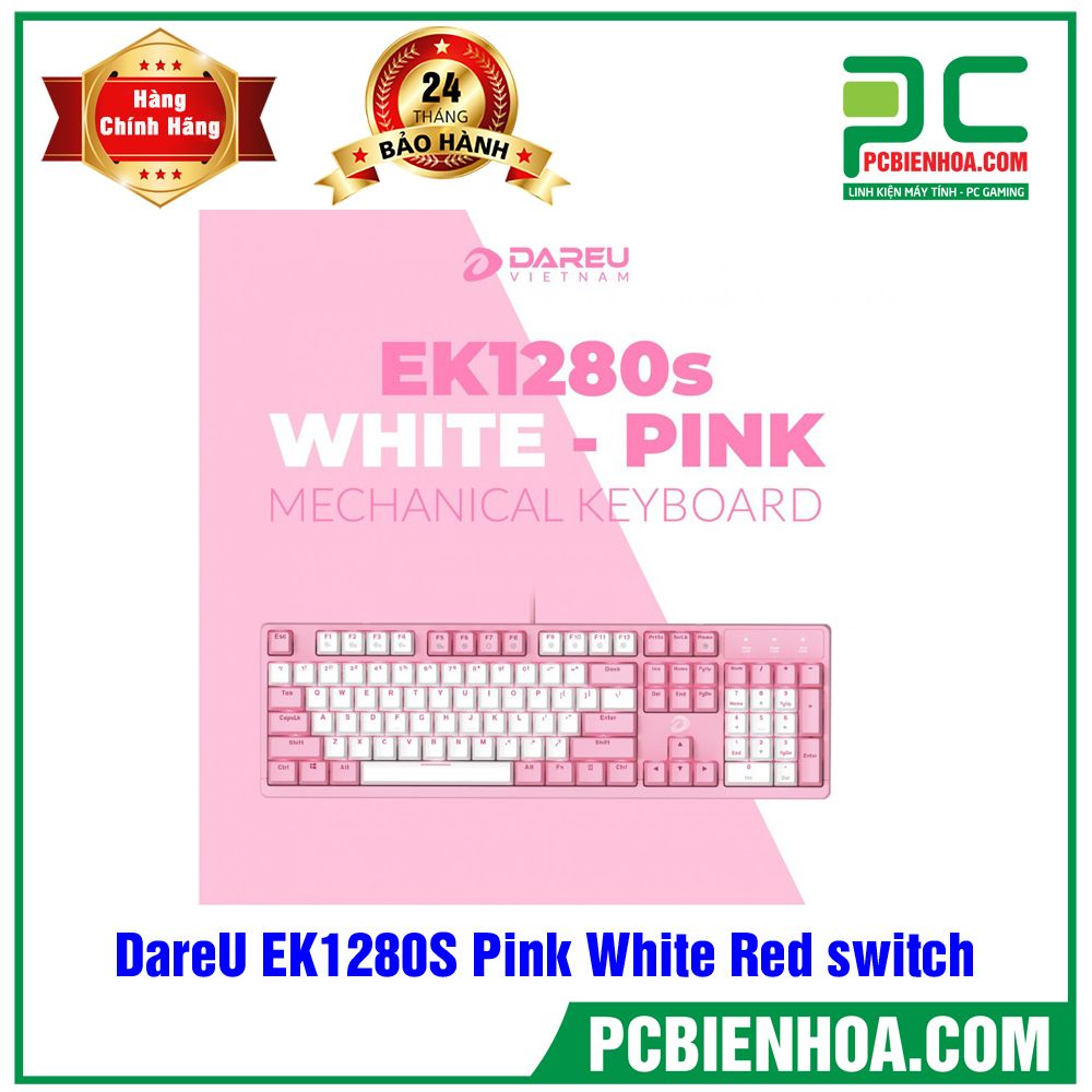 Bàn phím cơ DareU EK1280S Pink White Red switch