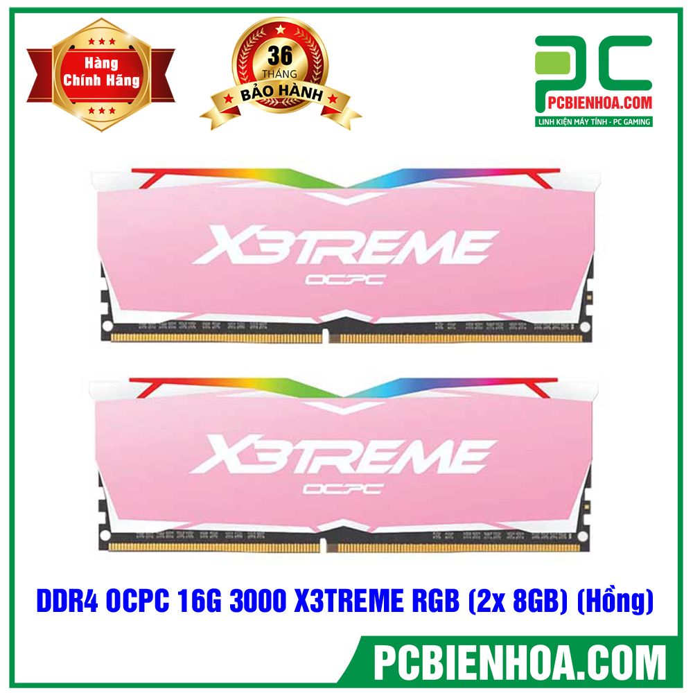 Ram DDR4 OCPC 16G bus3000 X3TREME RGB Pink Edition (2x 8GB) (Hồng)