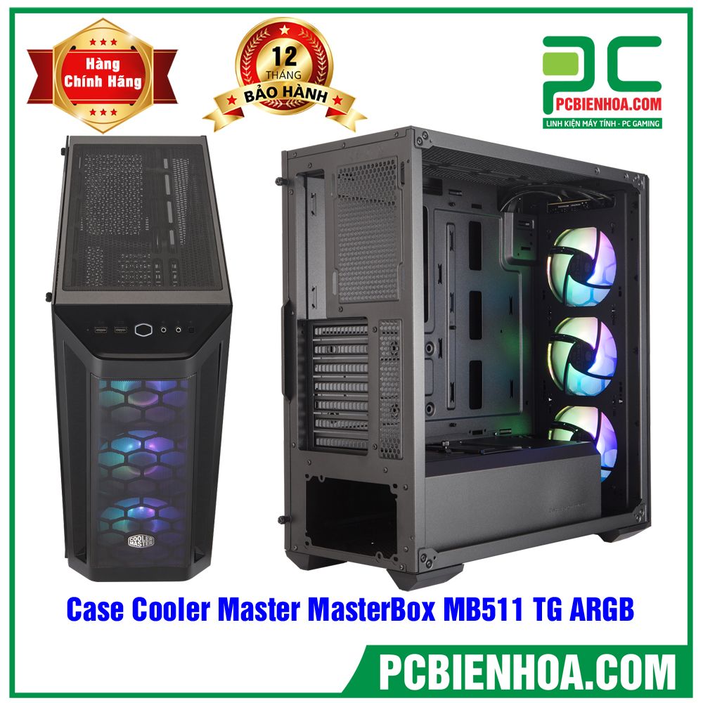 Case Cooler Master MasterBox MB511 ARGB (Mid Tower/Màu đen/Led ARGB/Mặt lưới)