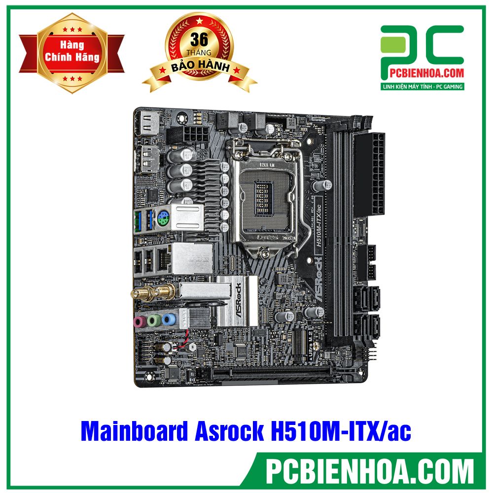 Mainboard Asrock H510M-ITX/ac (WIFI TÍCH HỢP) ( LGA1200 / MINI-ITX / 2xDDR4 )