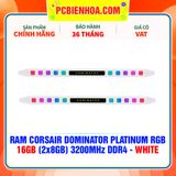  RAM CORSAIR DOMINATOR PLATINUM RGB 16GB (2x8GB) 3200MHz DDR4 - WHITE ( CMT16GX4M2C3200C16W ) 