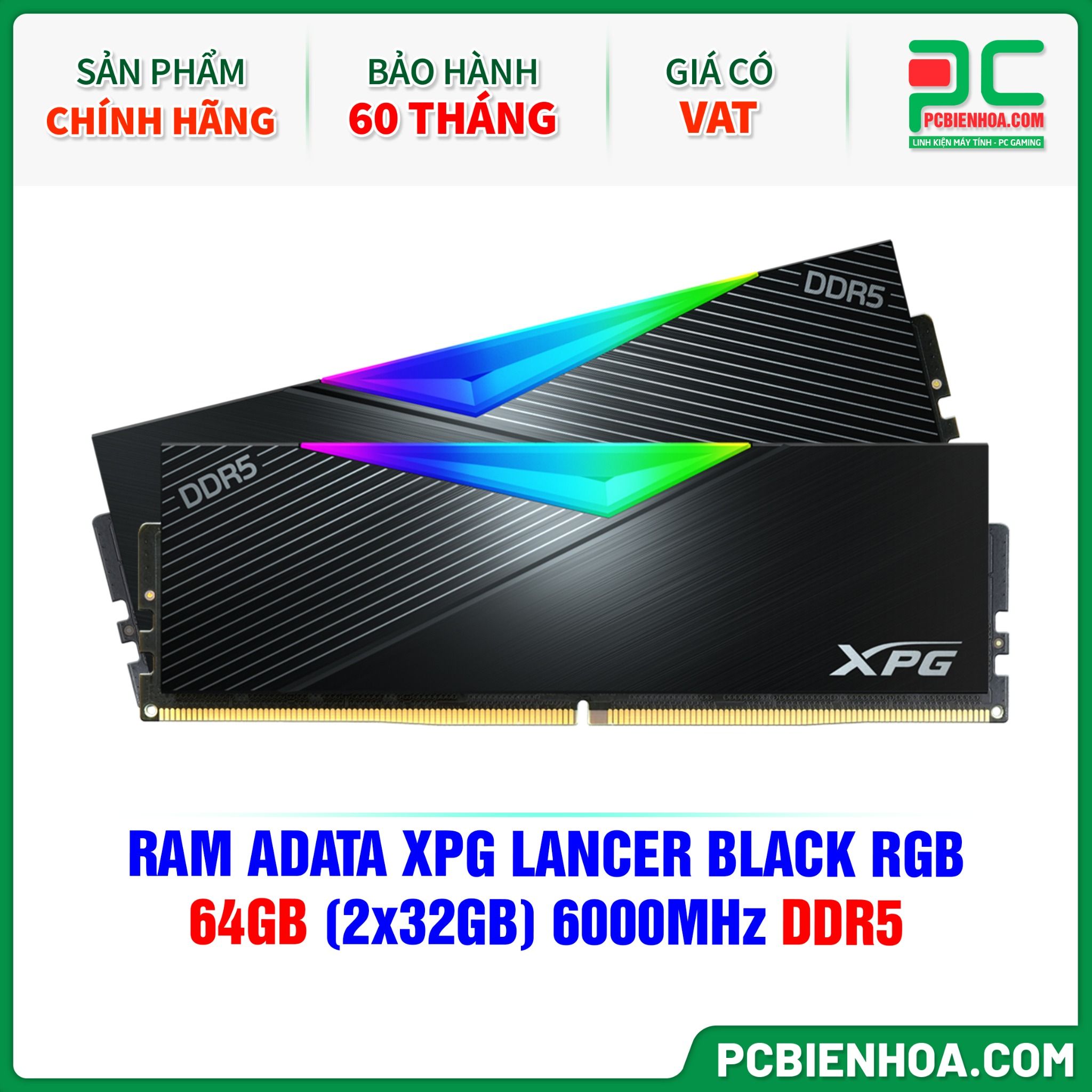 RAM ADATA XPG LANCER RGB BLACK - 64GB (2x32GB) 6000MHz DDR5