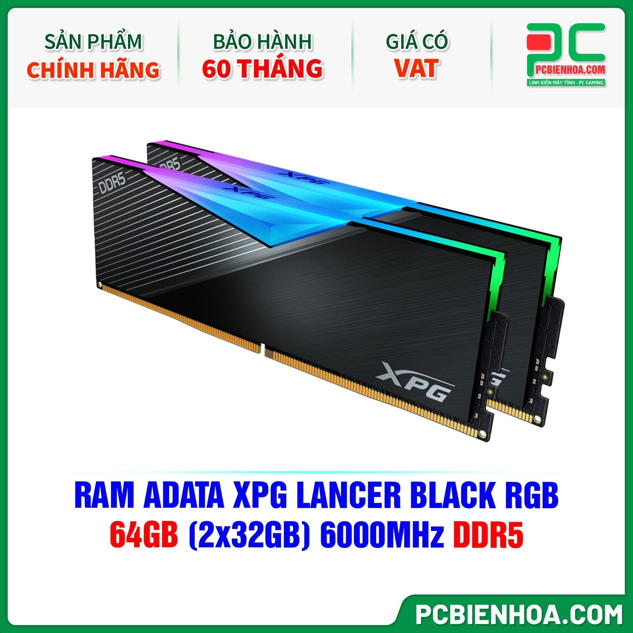 RAM ADATA XPG LANCER RGB BLACK - 64GB (2x32GB) 6000MHz DDR5