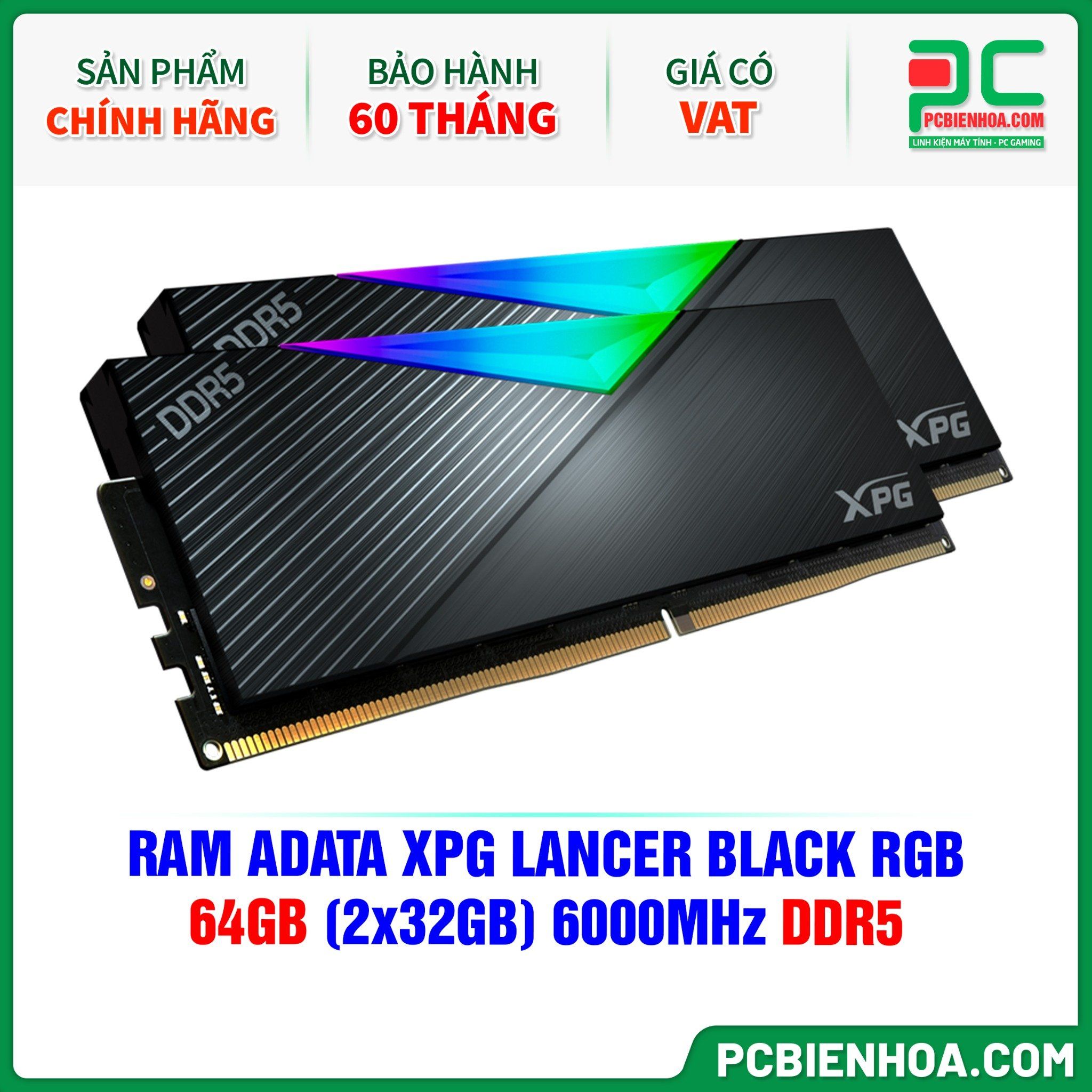 RAM ADATA XPG LANCER RGB BLACK - 64GB (2x32GB) 6000MHz DDR5