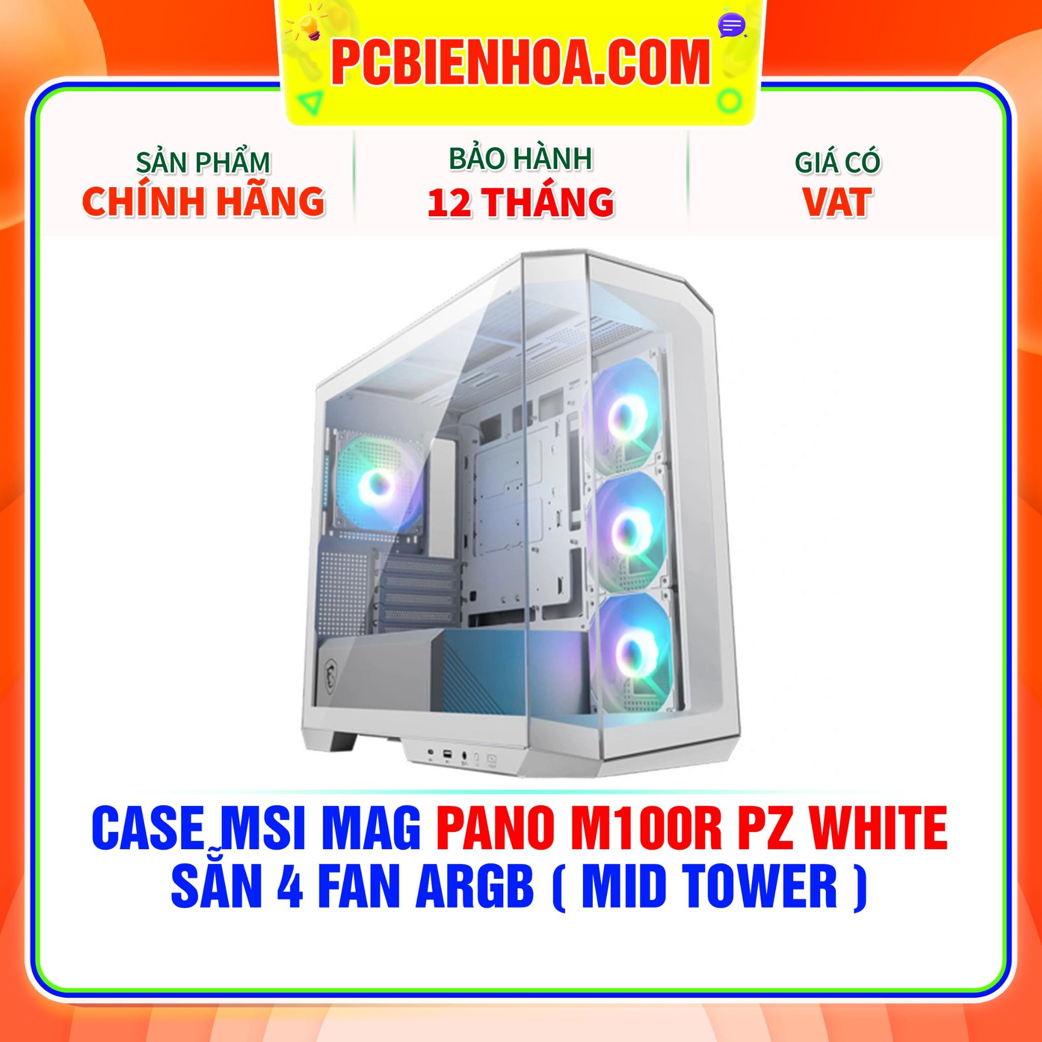  CASE MSI MAG PANO M100R PZ WHITE - SẴN 4 FAN ARGB ( MID TOWER ) 