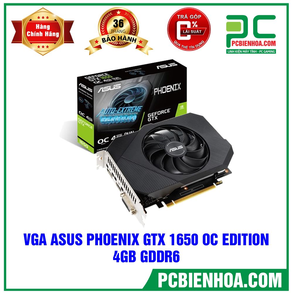 VGA ASUS PHOENIX GEFORCE GTX 1650 OC EDITION 4GB GDDR6 (PH-GTX1650-O4GD6-P) (CÓ BÁN LẺ)