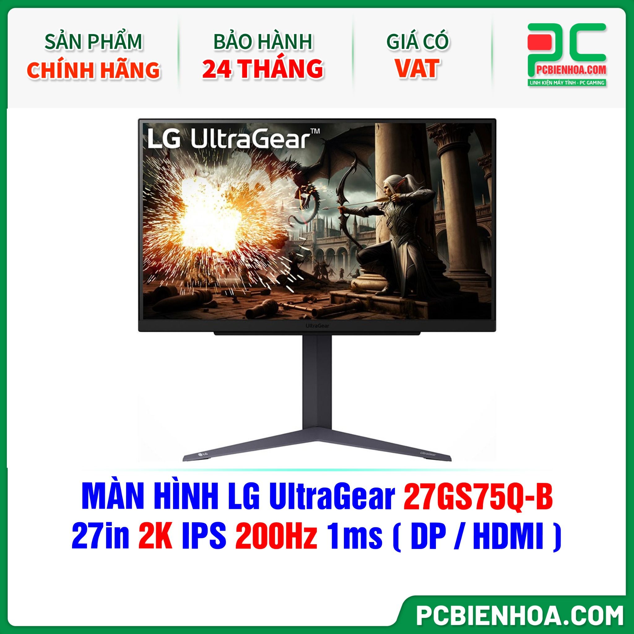MÀN HÌNH LG UltraGear 27GS75Q-B - 27in 2K IPS 200Hz 1ms ( DP / HDMI )