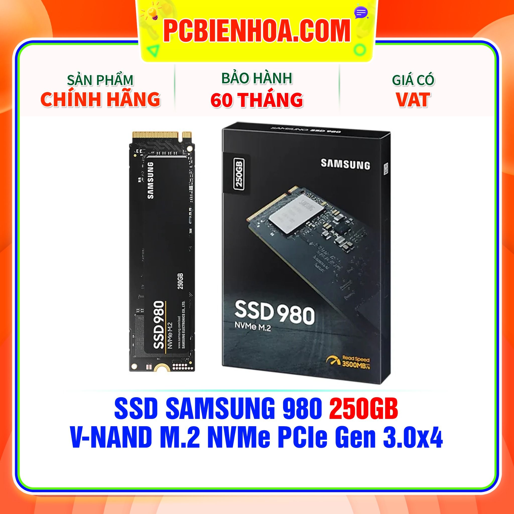  SSD SAMSUNG 980 250GB - V-NAND M.2 NVMe PCIe Gen 3.0x4 ( MZ-V8V250BW ) 