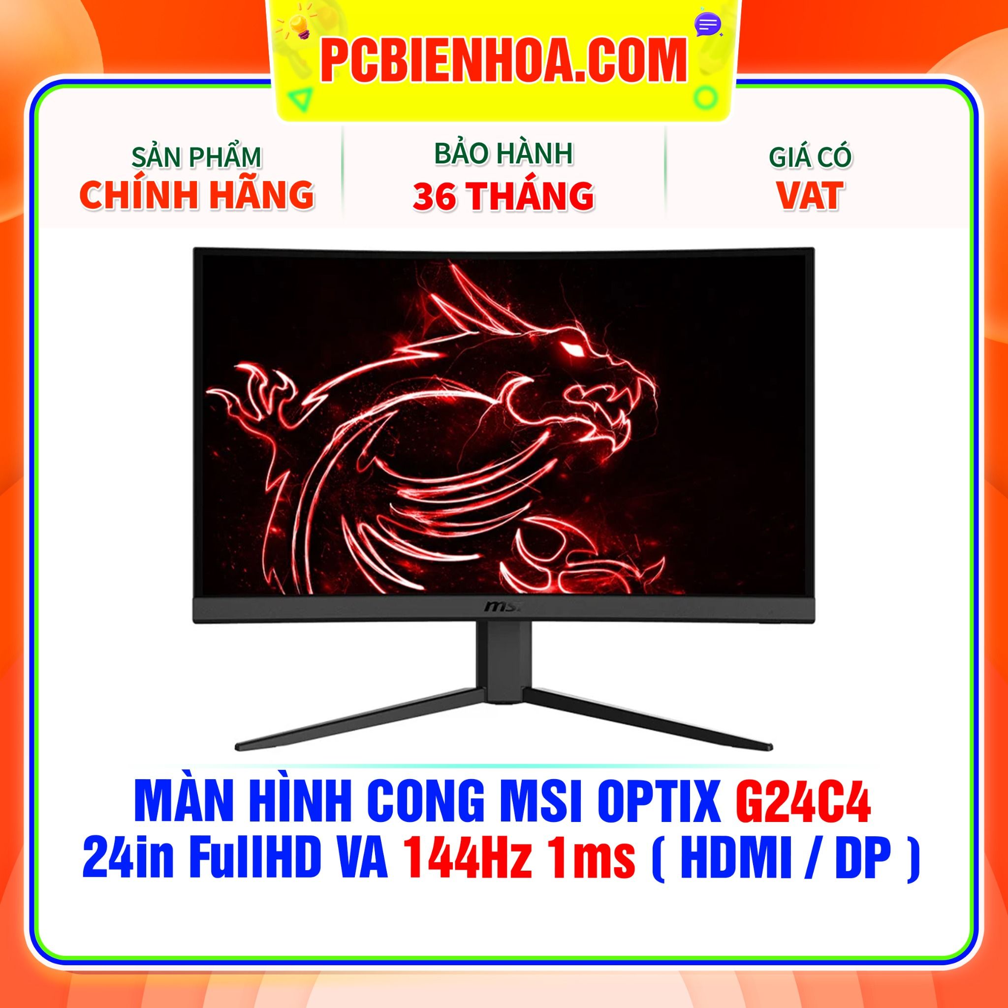  MÀN HÌNH CONG MSI OPTIX G24C4 24in FullHD VA 144Hz 1ms ( HDMI / DP ) 