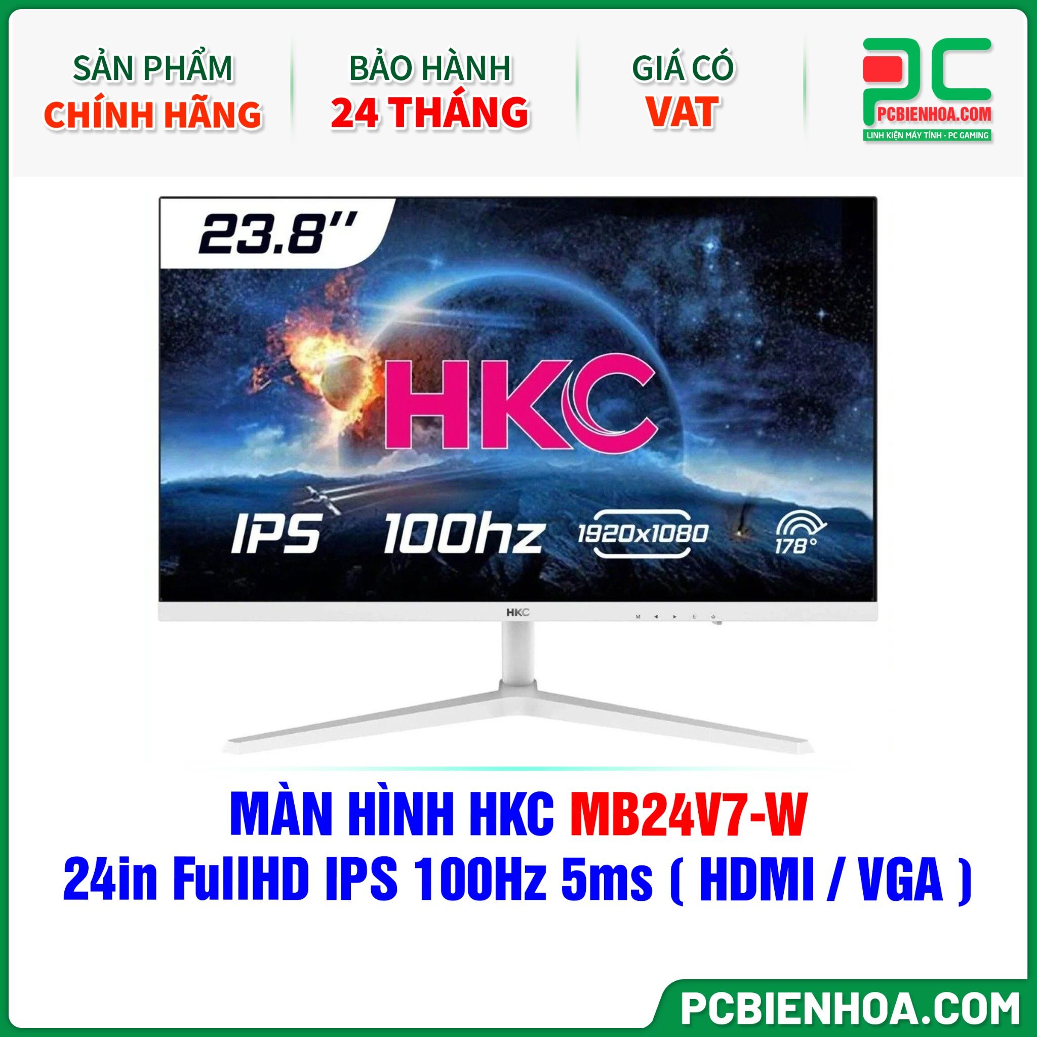 MÀN HÌNH HKC MB24V7-W MÀU TRẮNG - 24in FullHD IPS 100Hz 5ms ( HDMI / VGA )