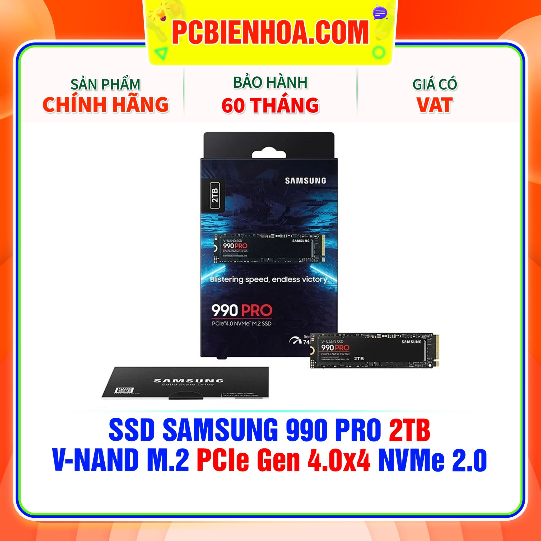  SSD SAMSUNG 990 PRO 2TB V-NAND M.2 PCIe Gen 4.0x4 NVMe 2.0 ( MZ-V9P2T0B/AM ) 