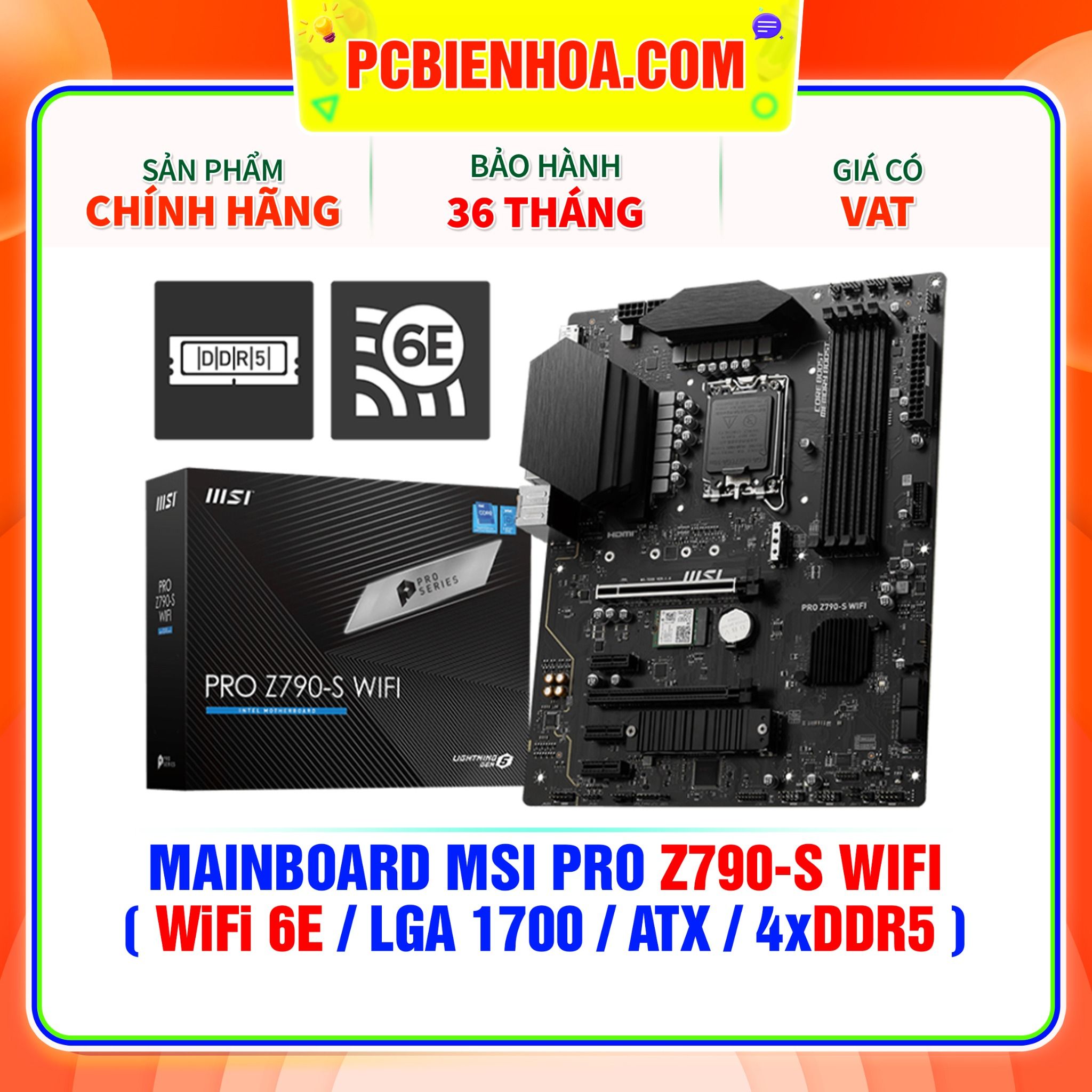  DDR5 - MAINBOARD MSI PRO Z790-S WIFI ( WiFi 6E / LGA1700 / ATX / 4xDDR5 ) 