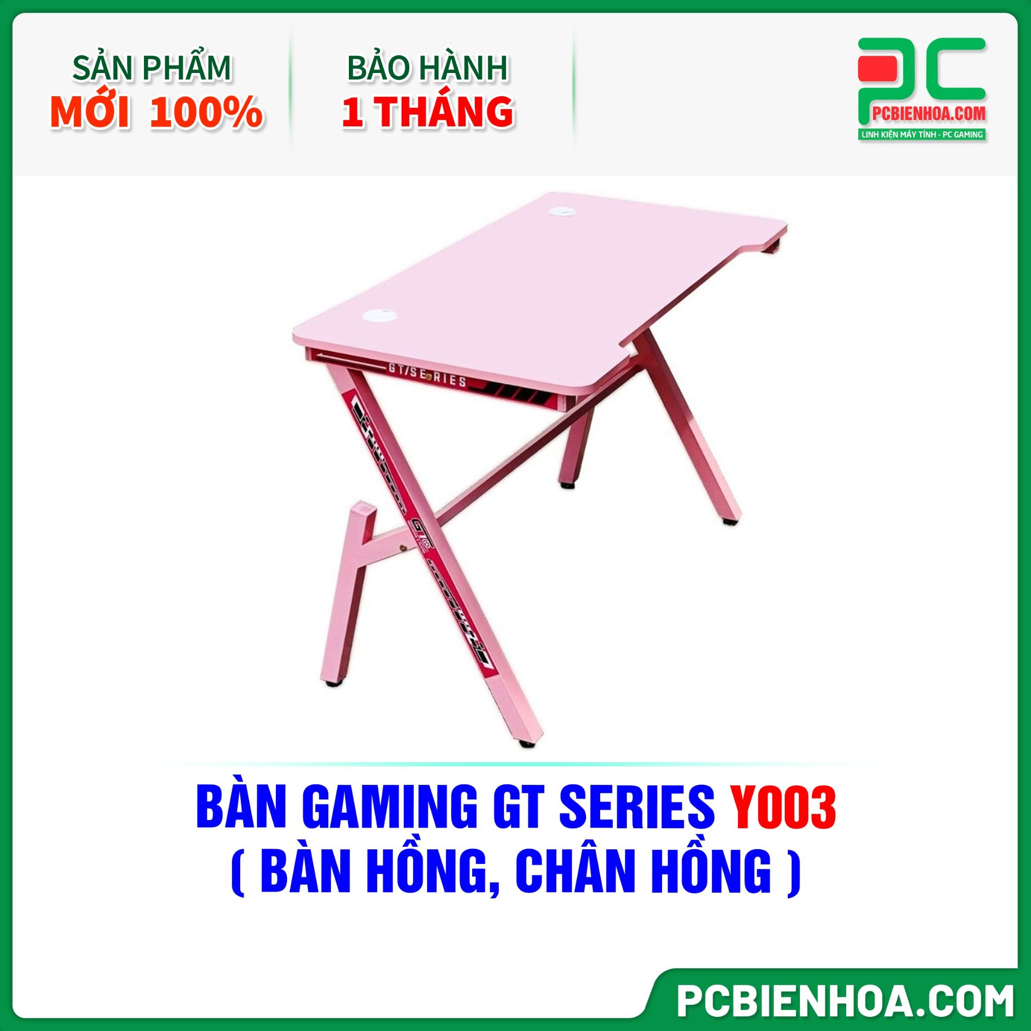 BÀN GAMING GT SERIES Y003 ( BÀN HỒNG, CHÂN HỒNG )