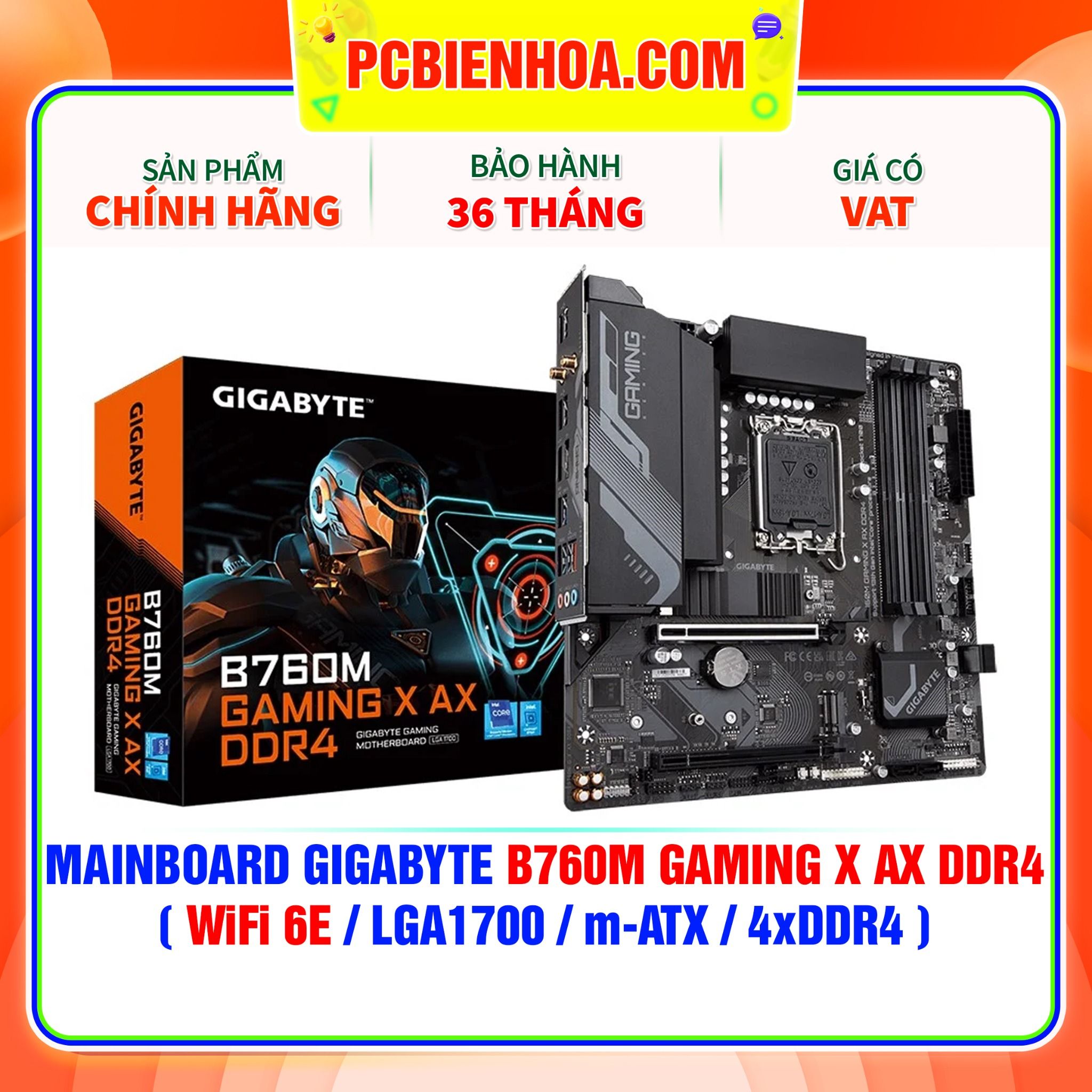  MAINBOARD GIGABYTE B760M GAMING X AX DDR4 ( WiFi 6E / LGA1700 / m-ATX / 4xDDR4 ) 