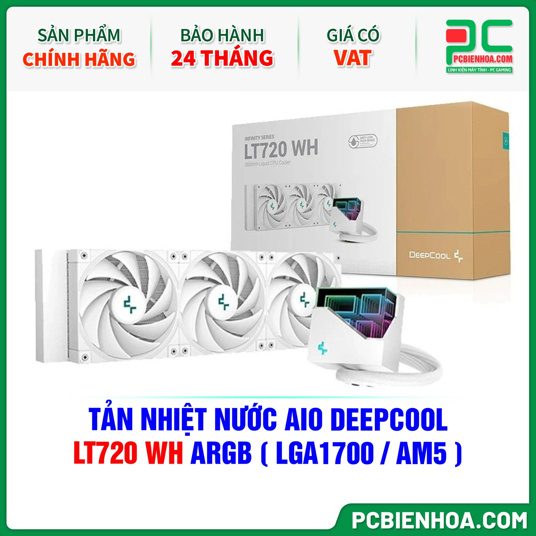 TẢN NHIỆT NƯỚC AIO DEEPCOOL LT720 WH ARGB ( HỖ TRỢ SOCKET LGA1700 / AM5 )
