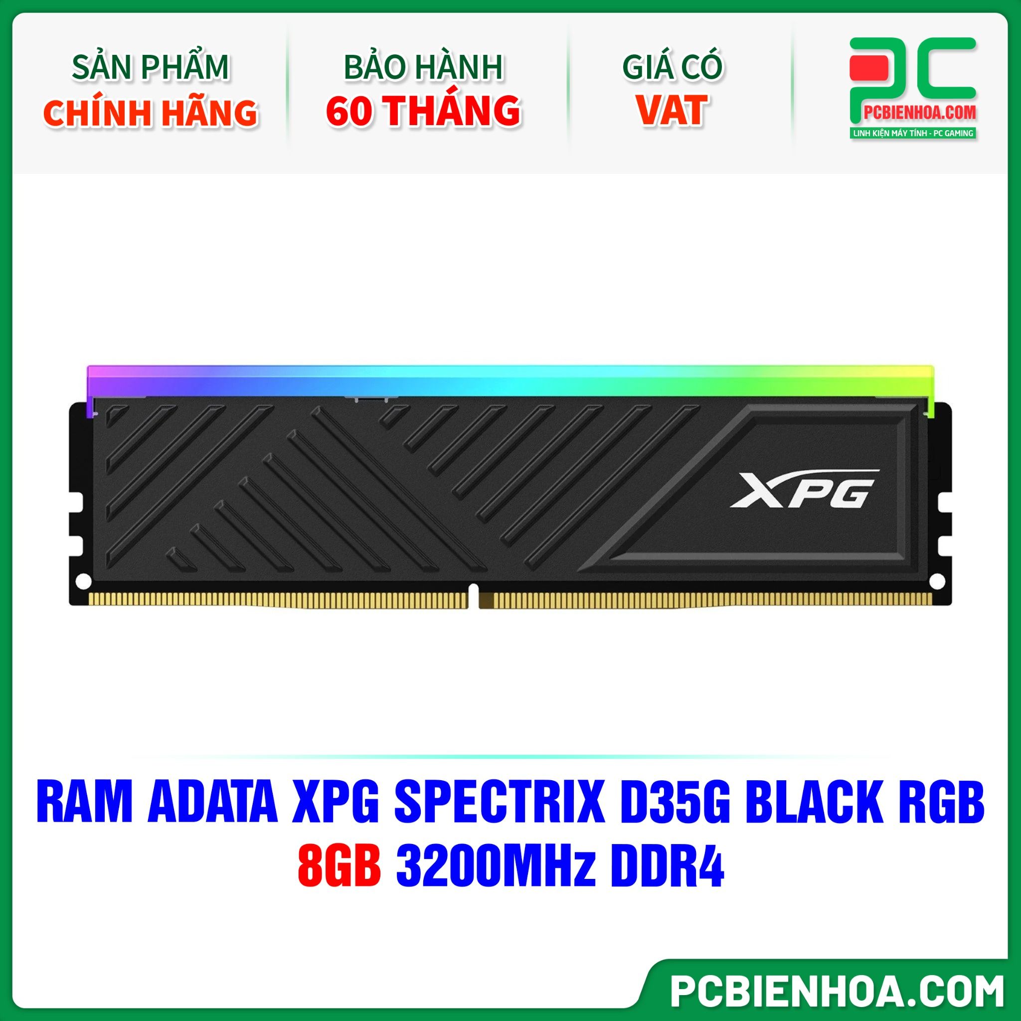 RAM ADATA XPG SPECTRIX D35G BLACK RGB - 8GB 3200MHz DDR4