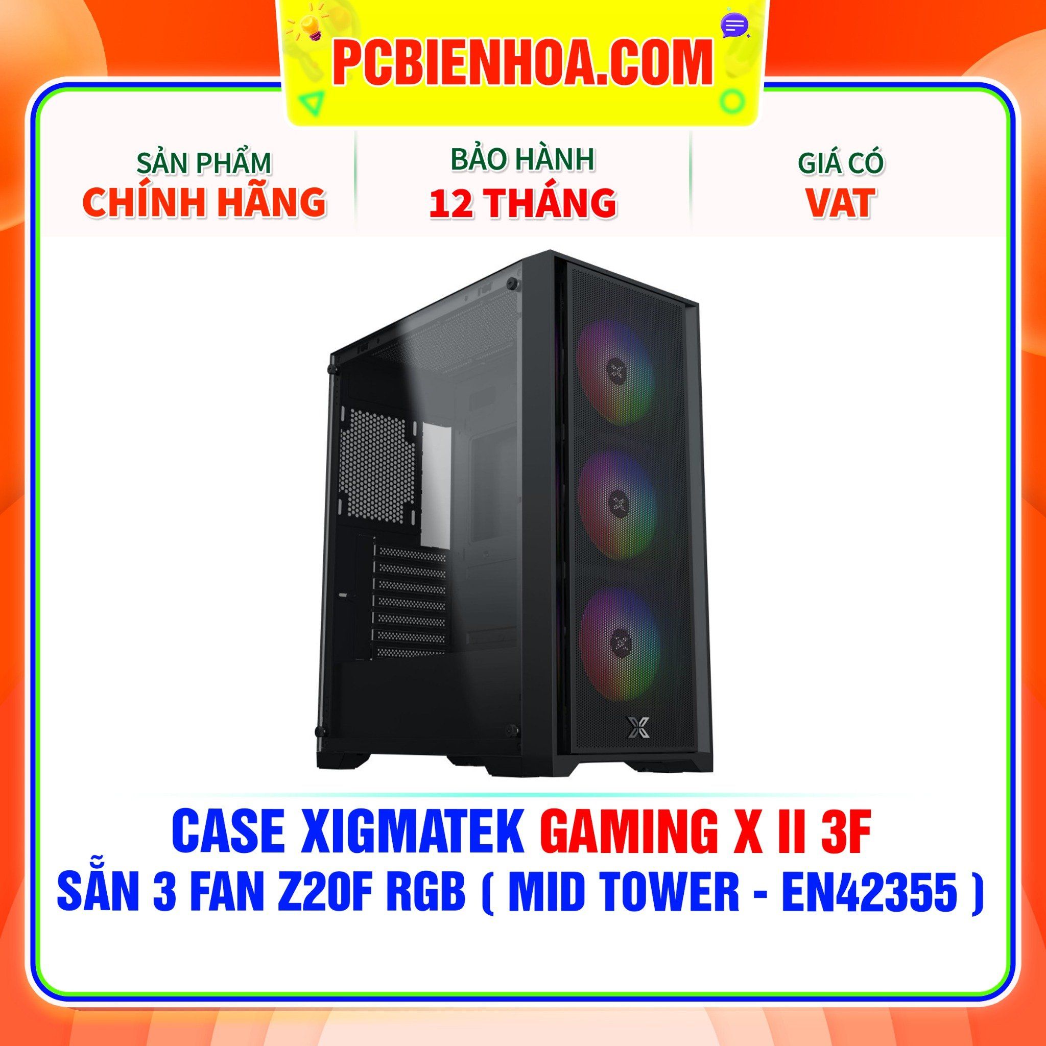  CASE XIGMATEK GAMING X II 3F - SẴN 3 FAN Z20F RGB ( MID TOWER - EN42355 ) 