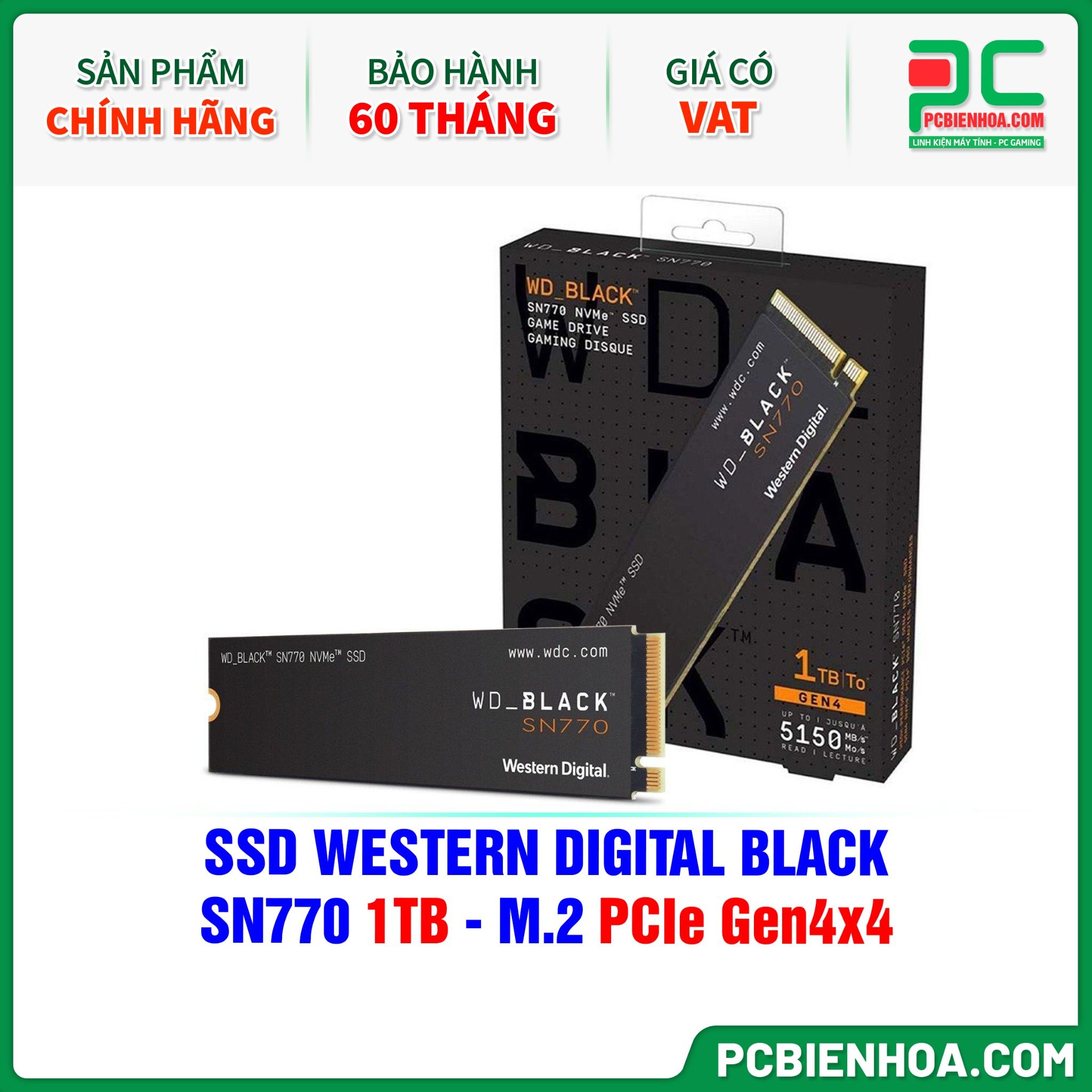 SSD WESTERN DIGITAL BLACK SN770 1TB - M.2 PCIe Gen4x4 ( WDS100T3X0E )
