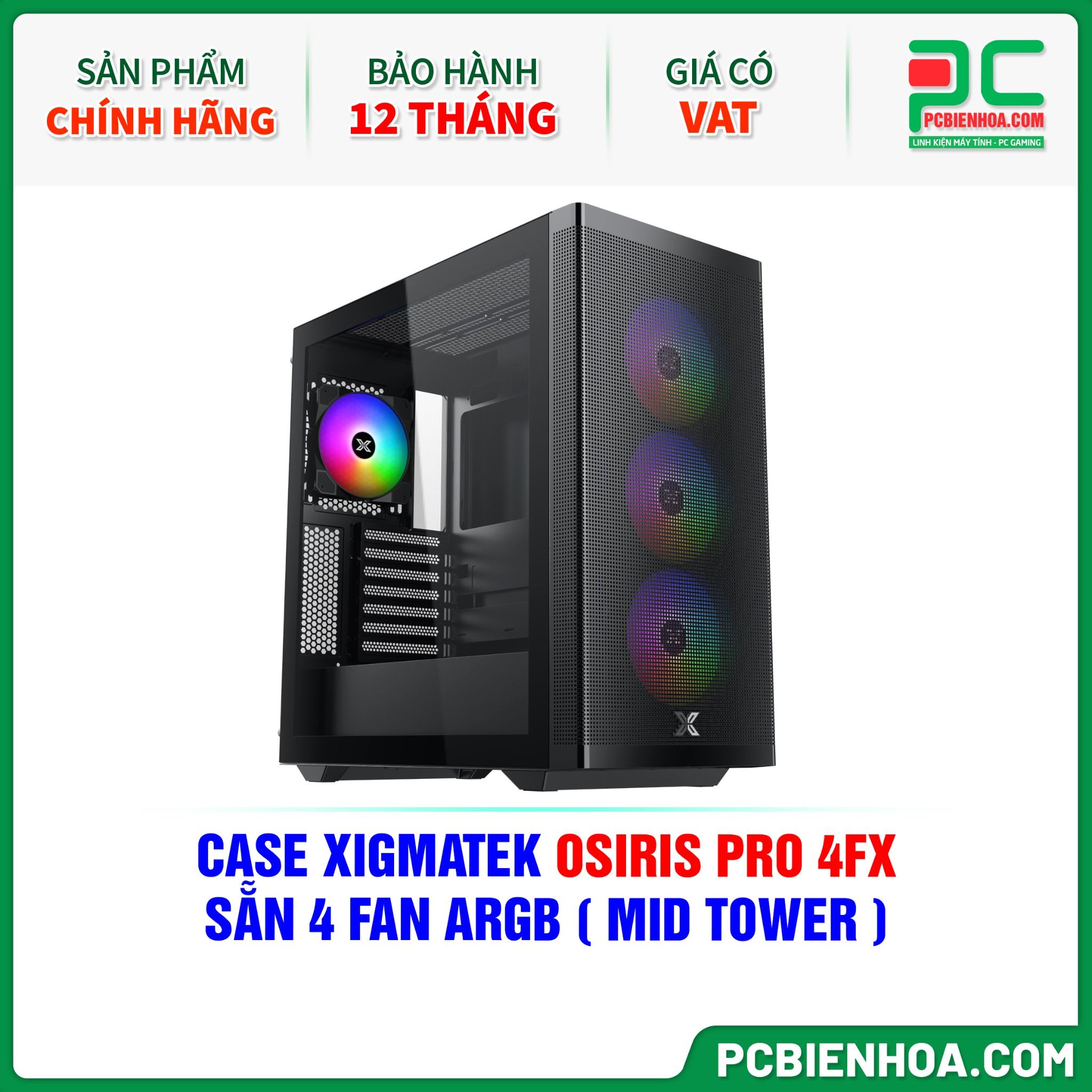 CASE XIGMATEK OSIRIS PRO 4FX - SẴN 4 FAN ARGB ( MID TOWER - EN46797 )