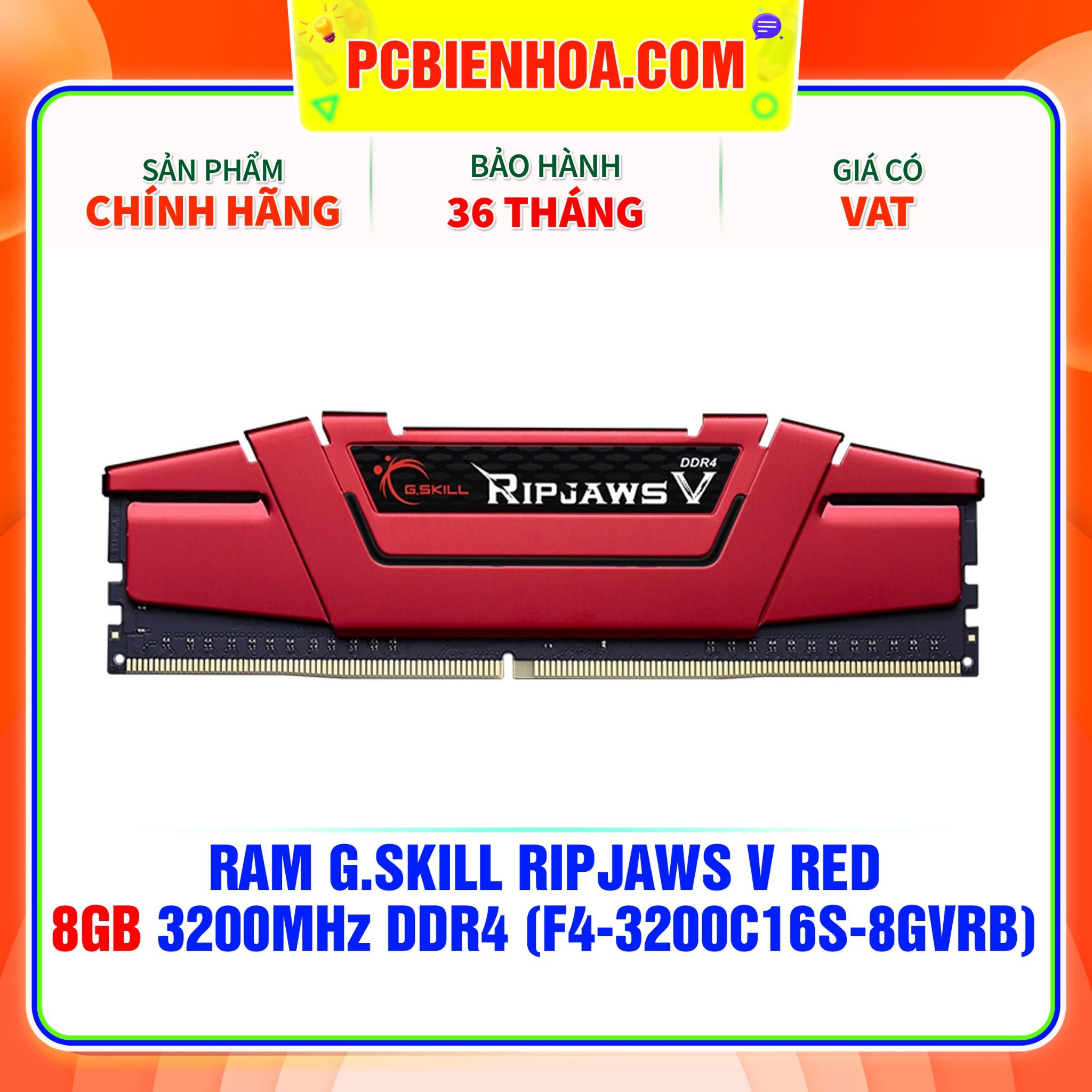  RAM G.SKILL RIPJAWS V RED 8GB 3200MHz DDR4 ( F4-3200C16S-8GVRB ) 