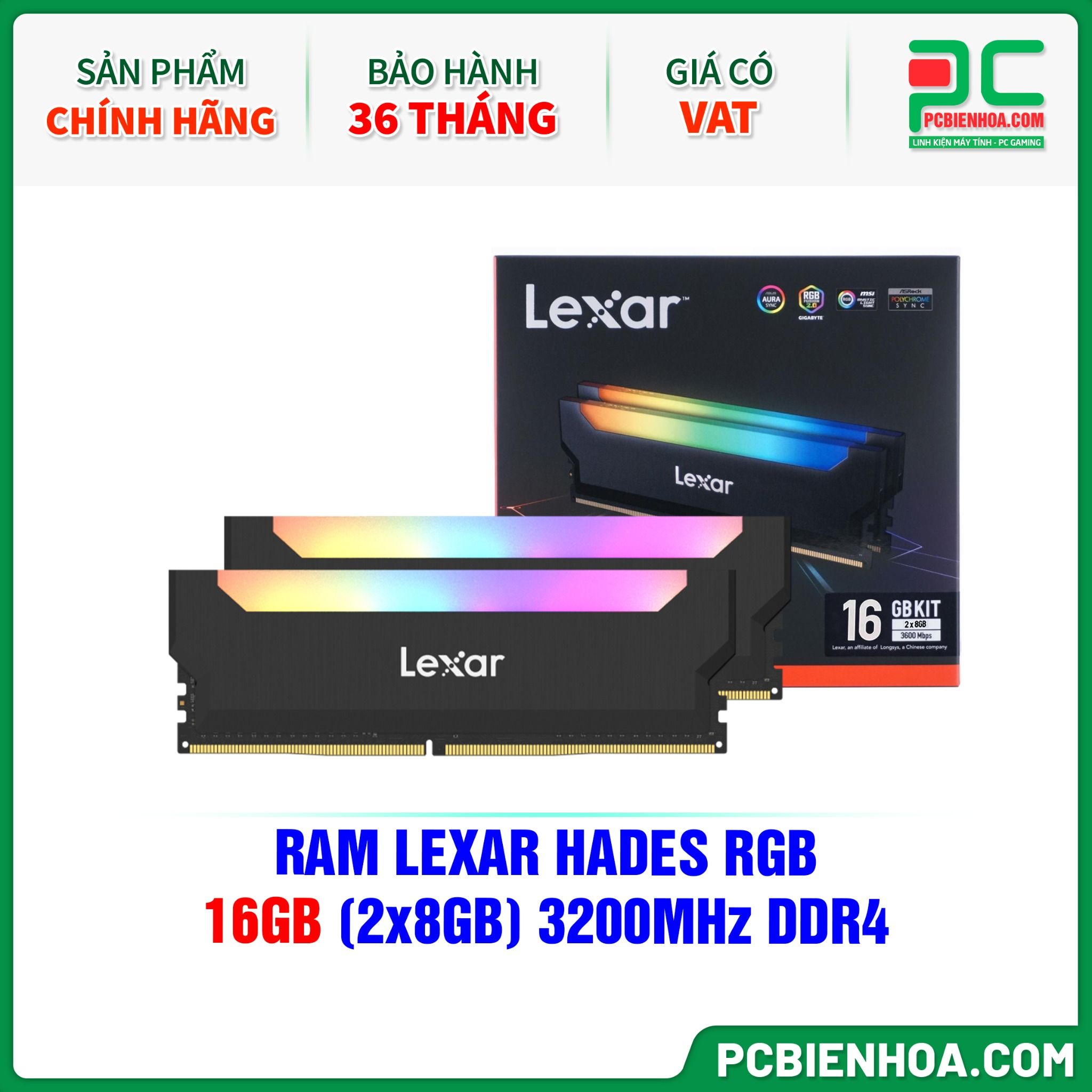 RAM LEXAR HADES RGB - 16GB (2x8GB) 3200MHz DDR4