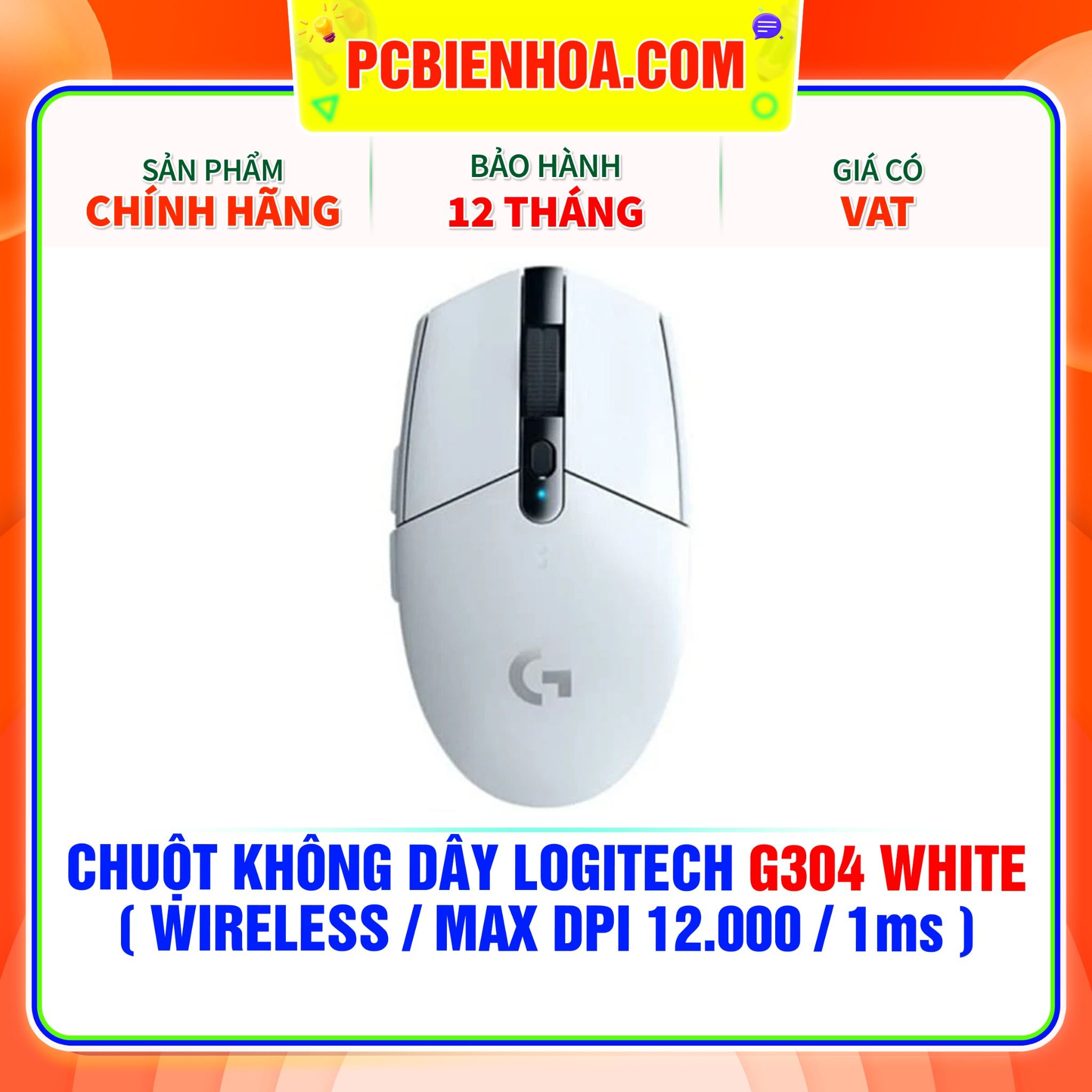  CHUỘT KHÔNG DÂY LOGITECH G304 WHITE ( WIRELESS / MAX DPI 12.000 / 1MS ) 