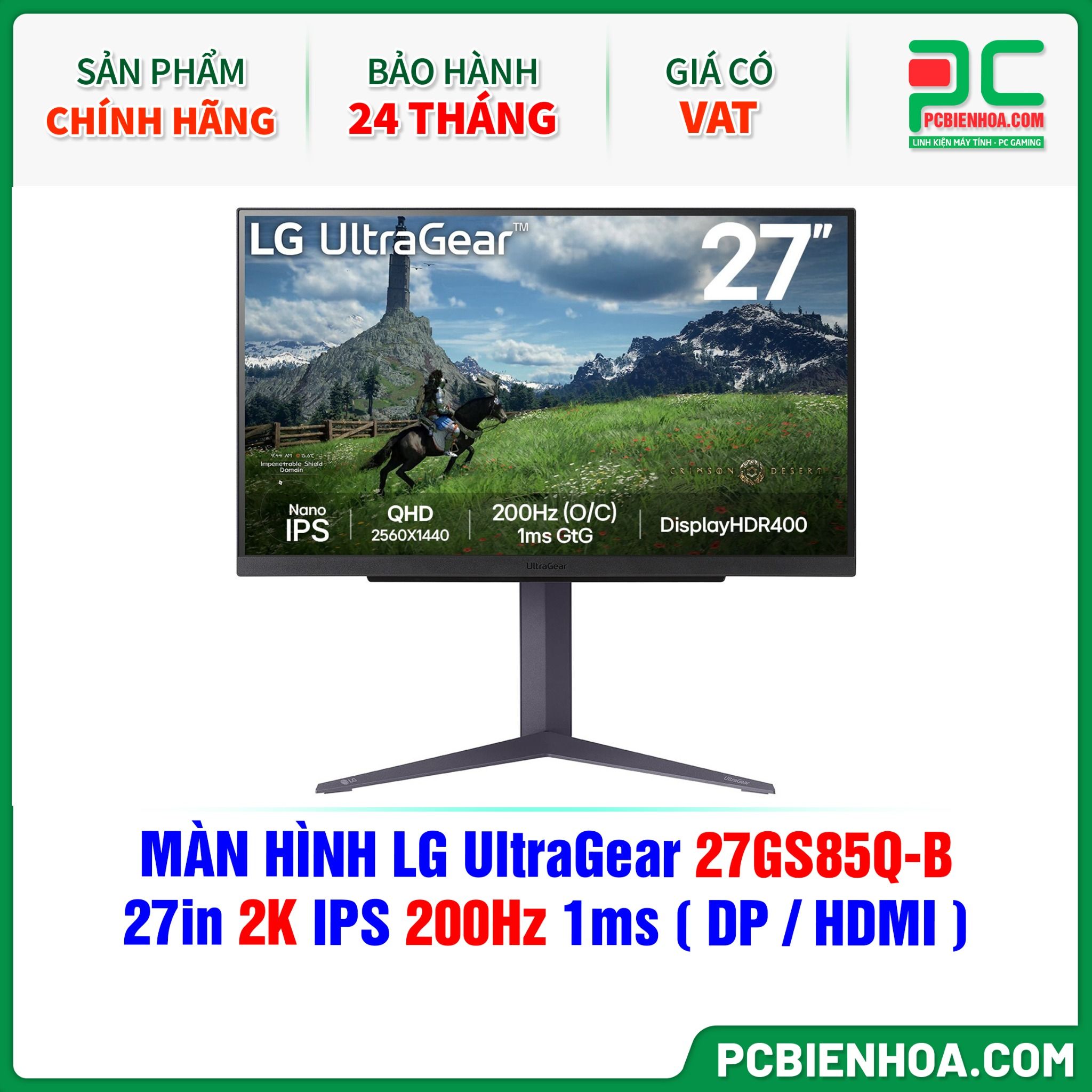 MÀN HÌNH LG UltraGear 27GS85Q-B - 27in 2K IPS 200Hz 1ms ( DP / HDMI )