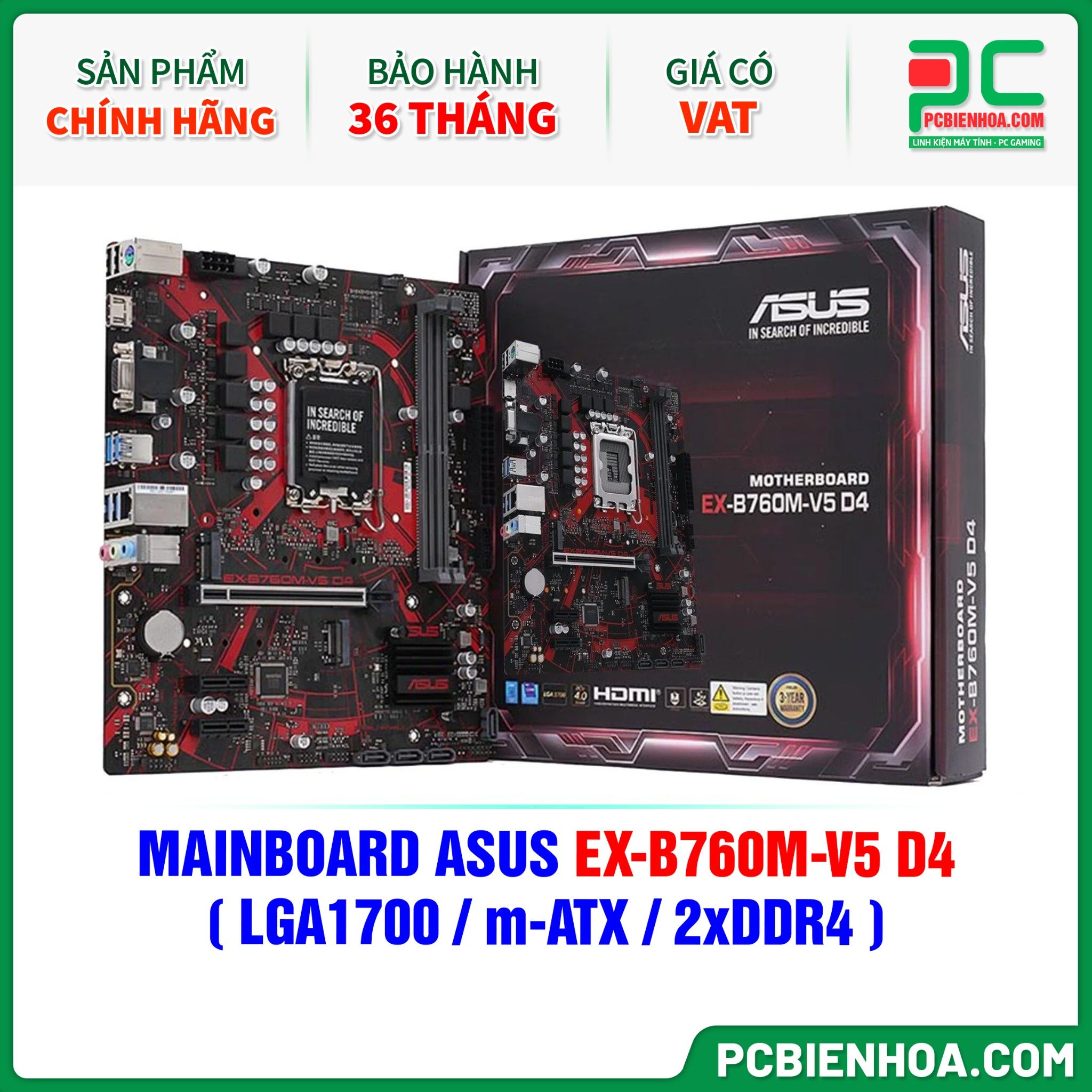 MAINBOARD ASUS EX-B760M-V5 D4 ( LGA1700 / m-ATX / 2xDDR4 )