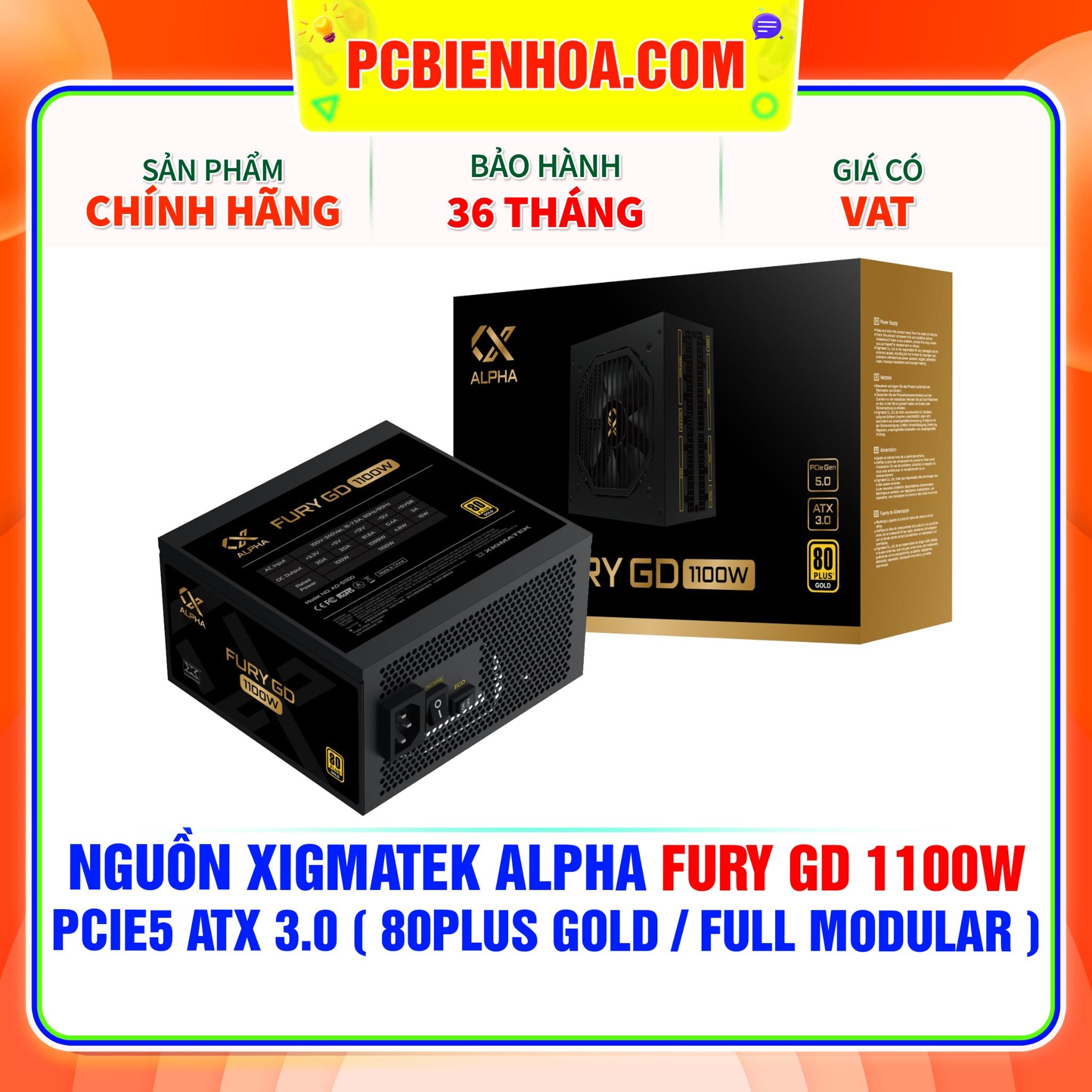  NGUỒN XIGMATEK ALPHA FURY GD 1100W - PCIE5 ATX 3.0 ( 80PLUS GOLD / FULL MODULAR - EN40535 ) 