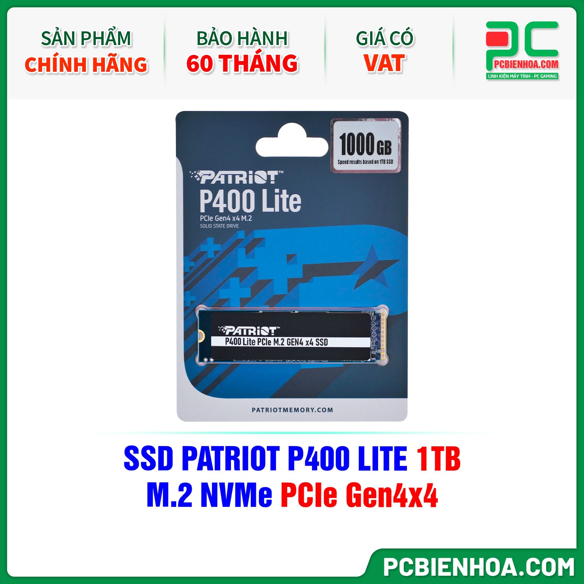 SSD PATRIOT P400 LITE 1TB - M.2 NVMe PCIe Gen4×4 ( P400LP1KGM28H )