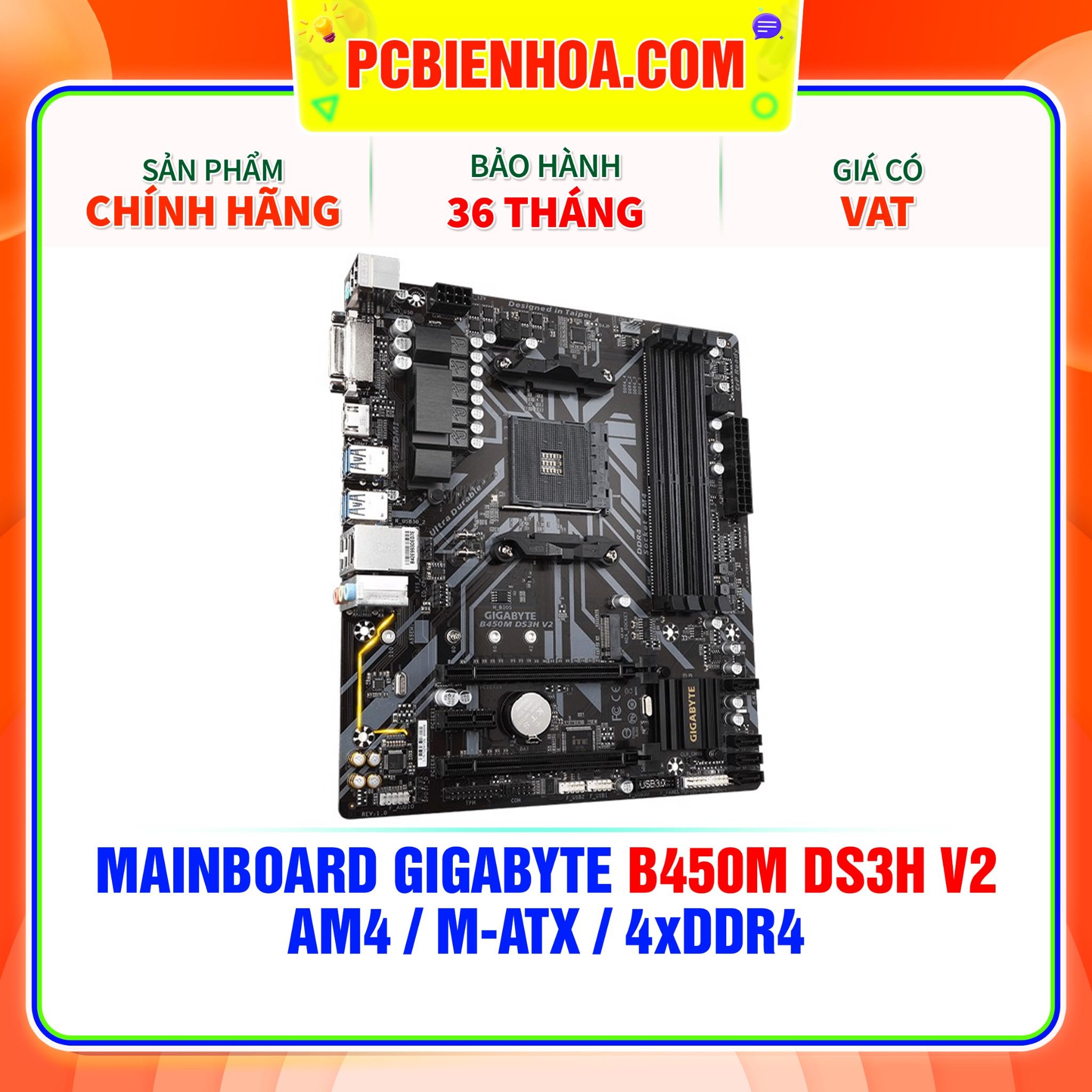  MAINBOARD GIGABYTE B450M DS3H V2 ( AM4 / m-ATX / 4xDDR4 ) 