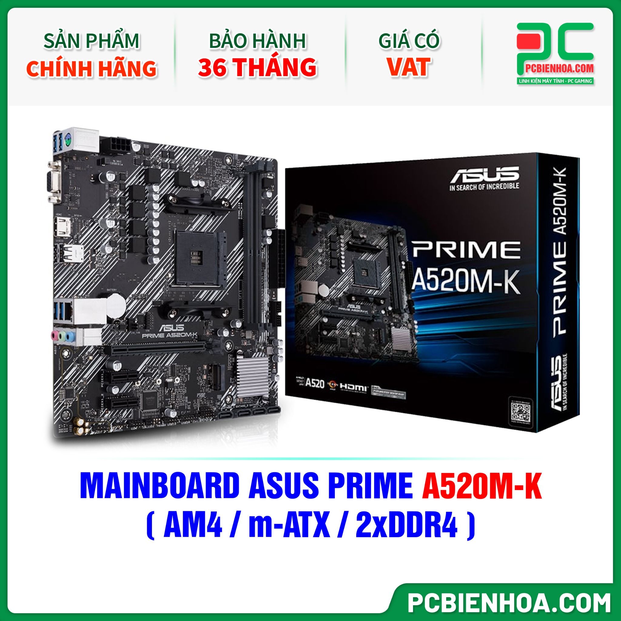 MAINBOARD ASUS PRIME A520M-K ( AM4 / m-ATX / 2xDDR4 )