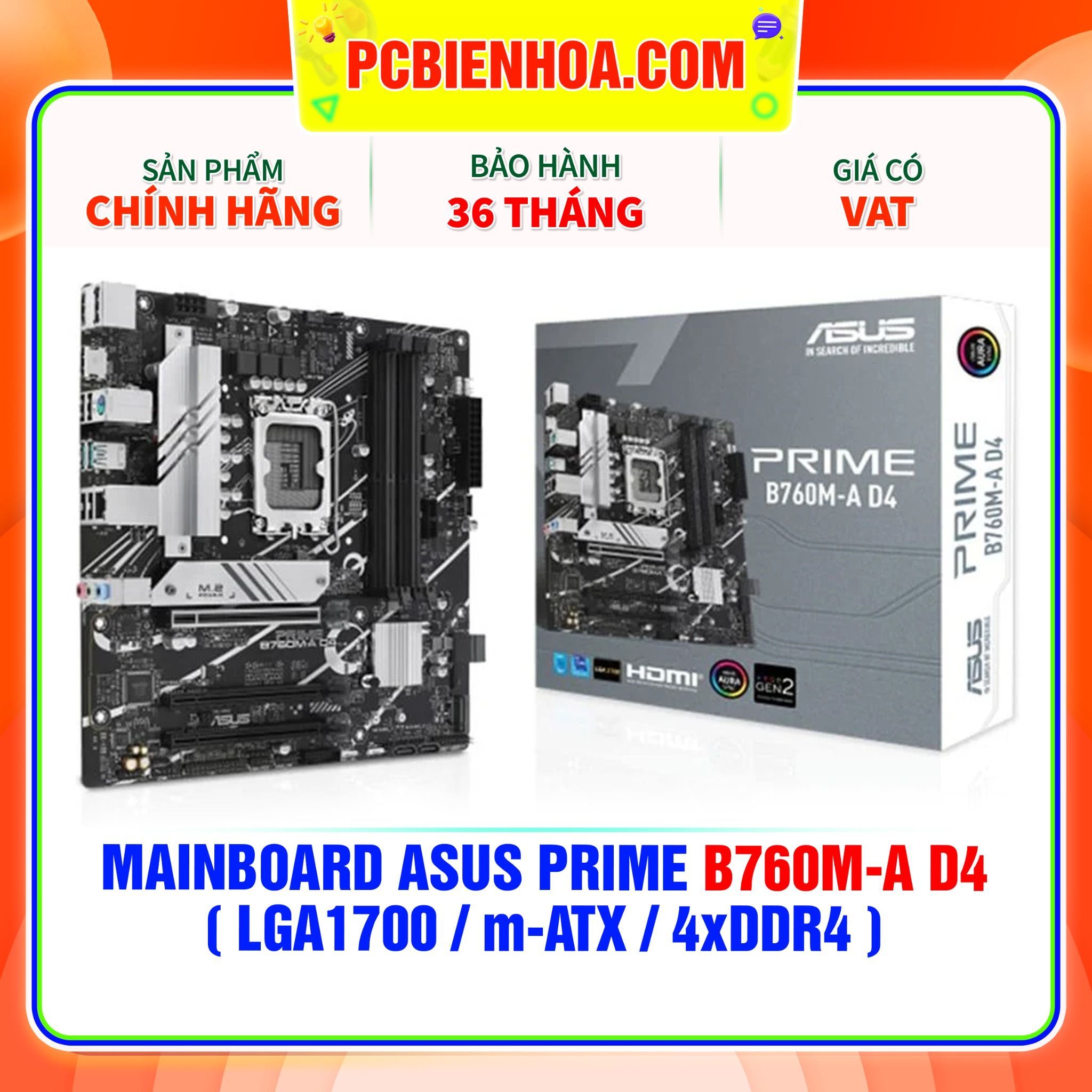  MAINBOARD ASUS PRIME B760M-A D4 ( LGA1700 / m-ATX / 4xDDR4 ) 