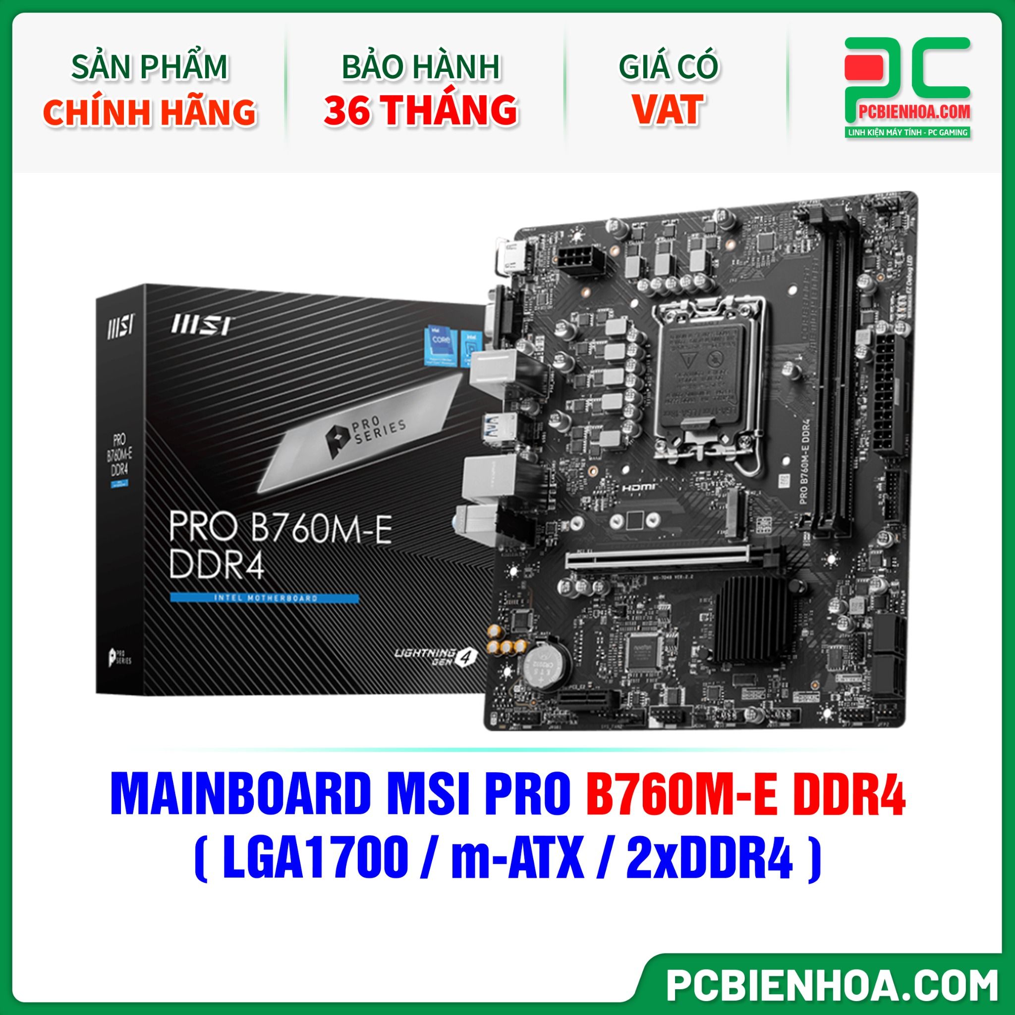 MAINBOARD MSI PRO B760M-E DDR4 ( LGA1700 / m-ATX / 2xDDR4 )