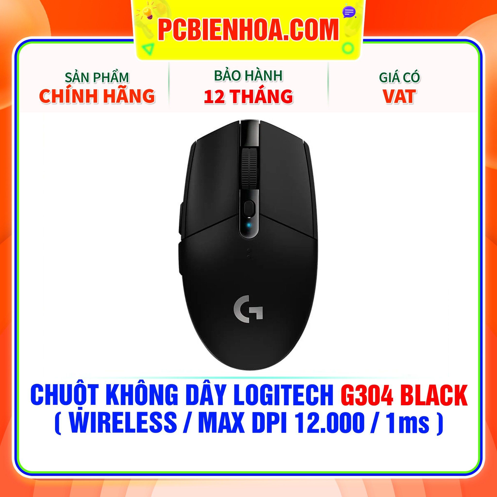  CHUỘT KHÔNG DÂY LOGITECH G304 BLACK ( WIRELESS / MAX DPI 12.000 / 1MS ) 