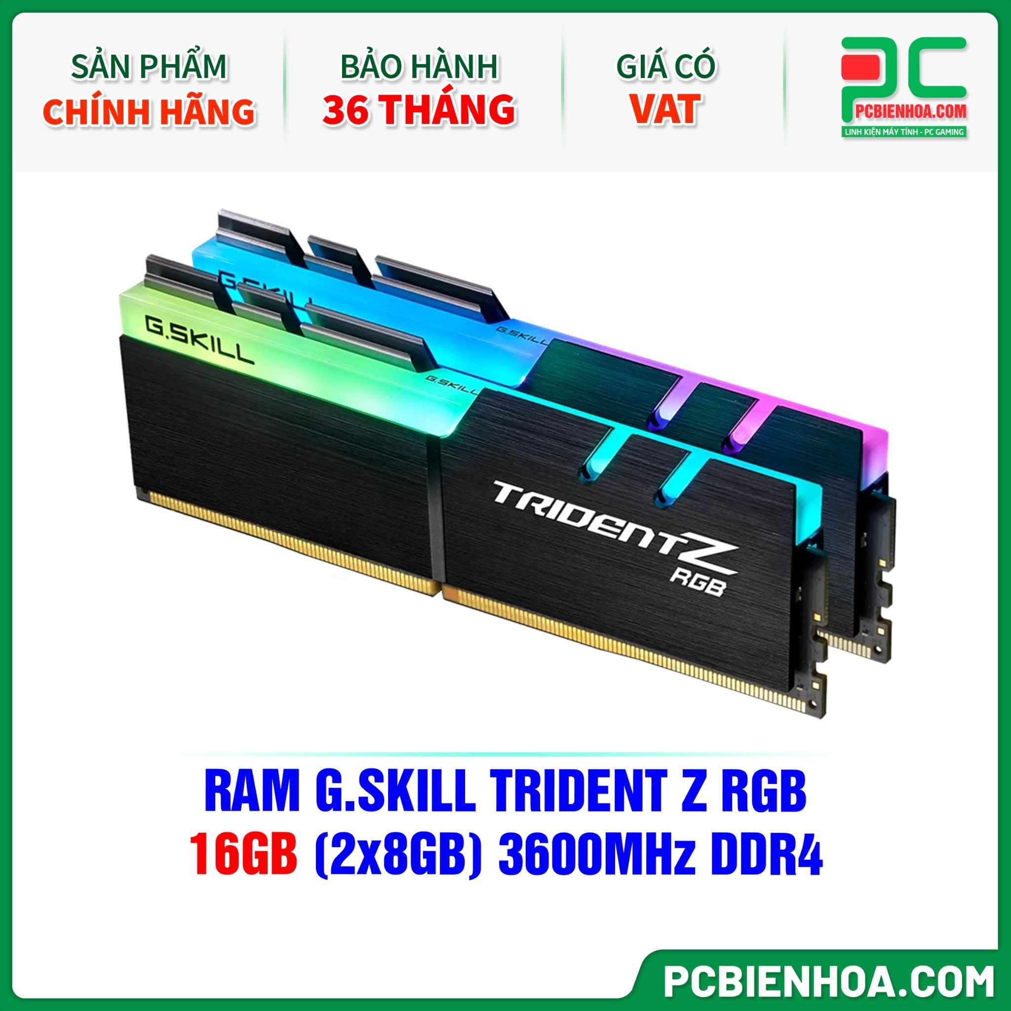 RAM G.SKILL TRIDENT Z RGB 16GB (2x8GB) 3600MHz DDR4 (F4-3600C18D-16GTZR)