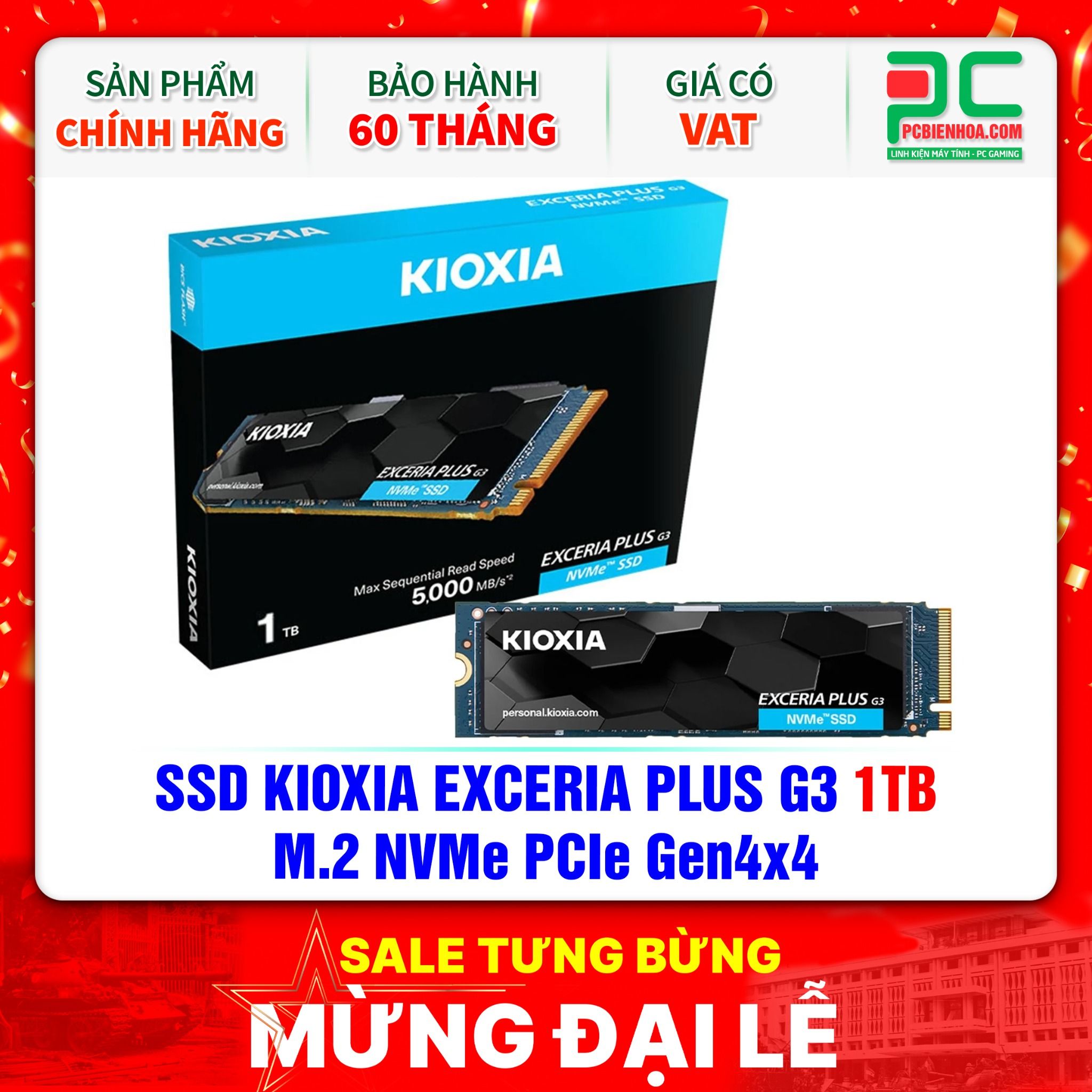 SSD KIOXIA EXCERIA PLUS G3 1TB - M.2 NVMe PCIe Gen4×4 (LSD10Z001TG8)