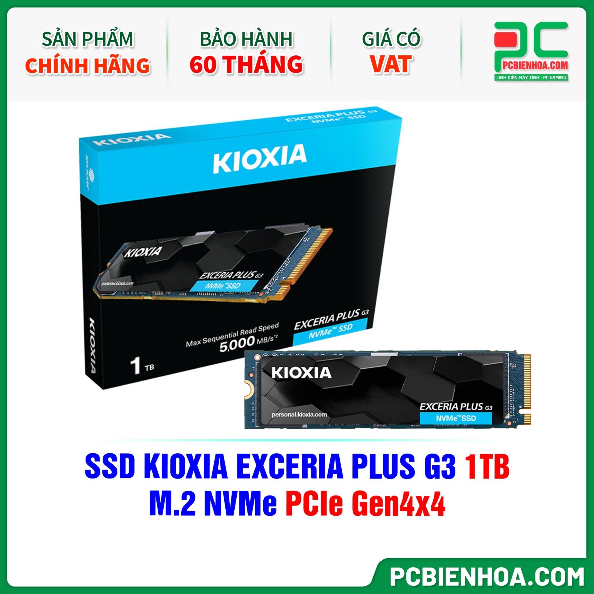 SSD KIOXIA EXCERIA PLUS G3 1TB - M.2 NVMe PCIe Gen4×4 (LSD10Z001TG8)