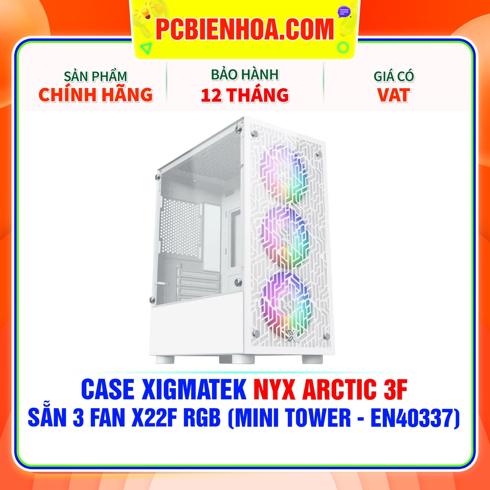  CASE XIGMATEK NYX ARCTIC 3F - SẴN 3 FAN X22F RGB ( MINI TOWER - EN40337 ) 