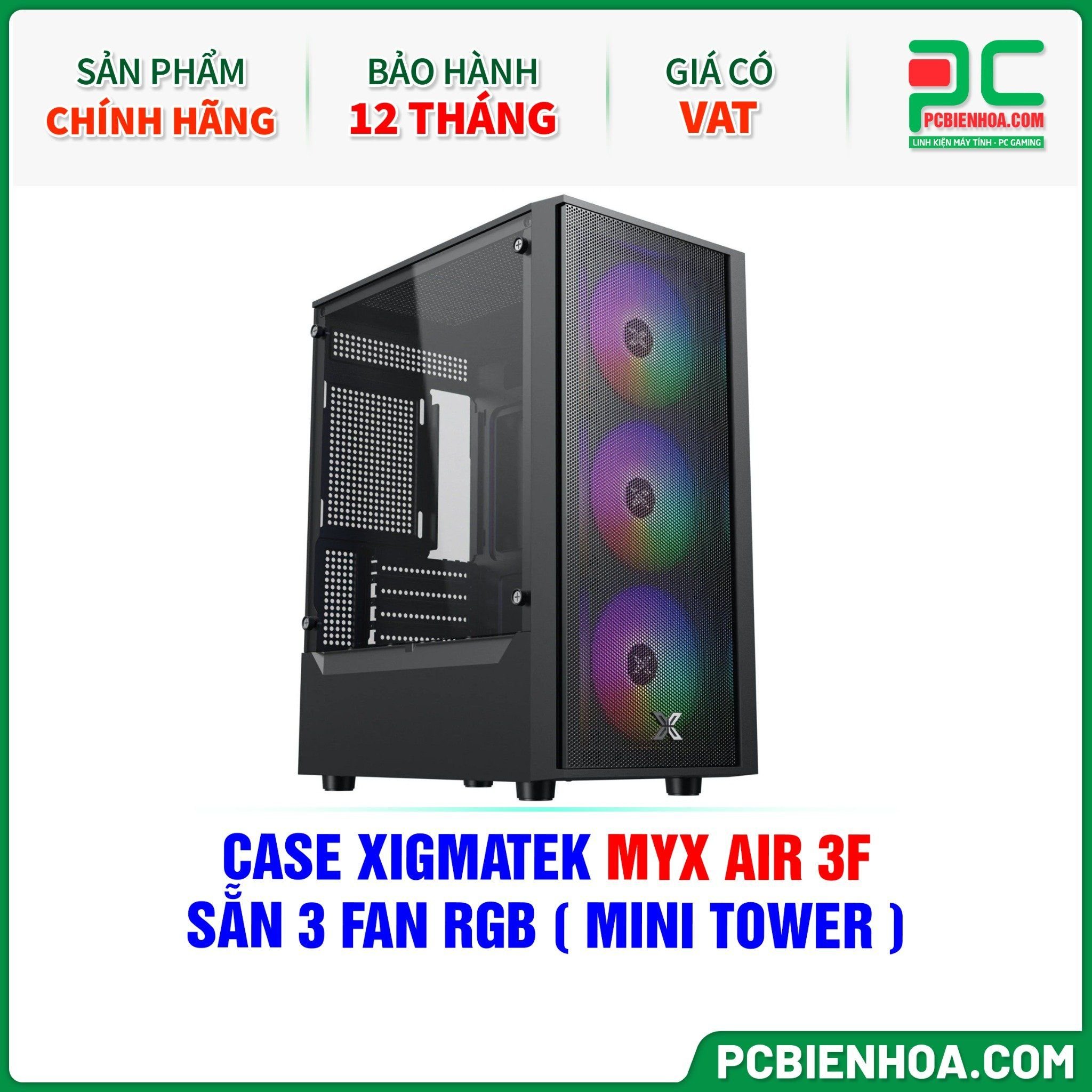 CASE XIGMATEK MYX AIR 3F - SẴN 3 FAN RGB ( MINI TOWER - EN45967 )
