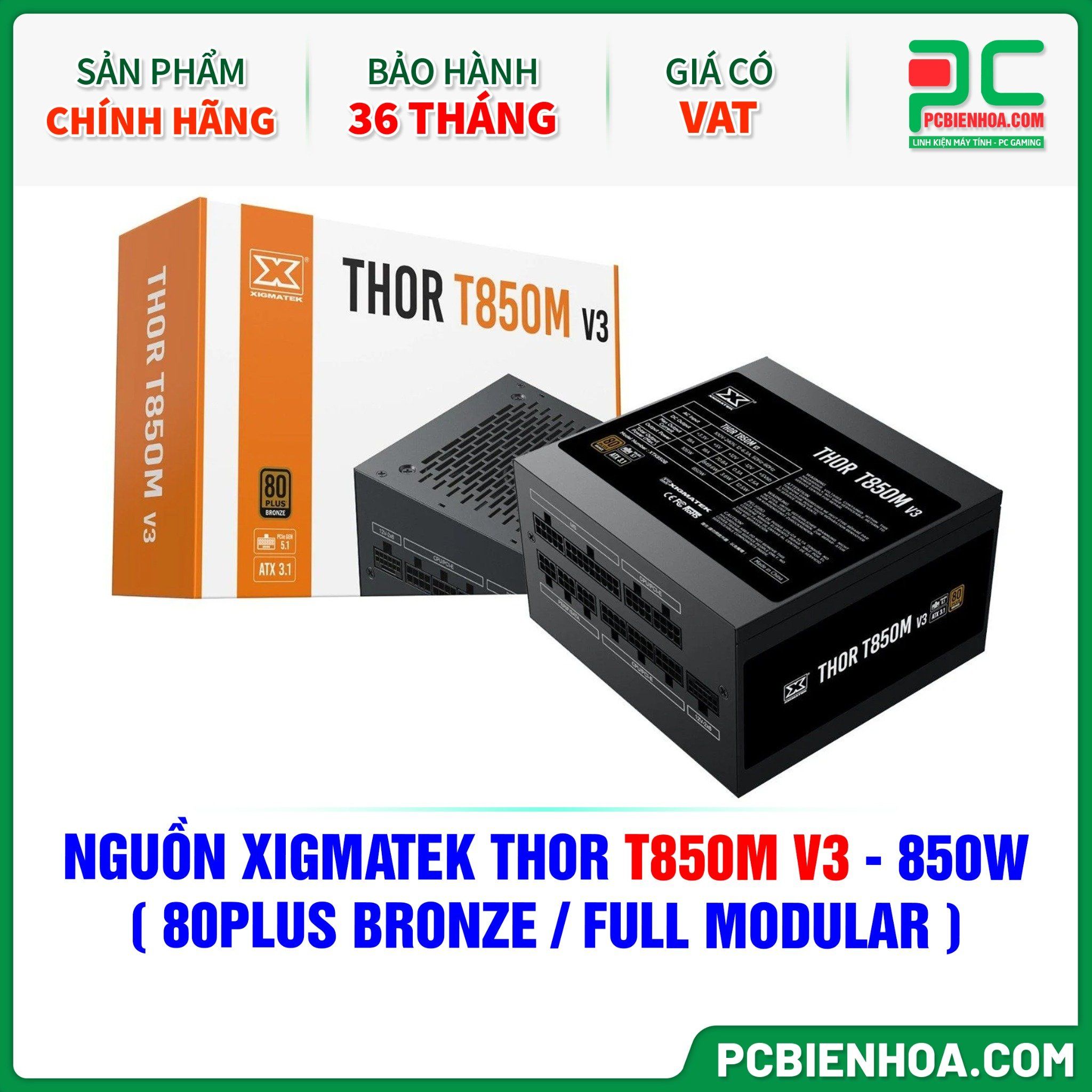 NGUỒN XIGMATEK THOR T850M V3 - 850W ( 80PLUS BRONZE / FULL MODULAR - EN43338 )