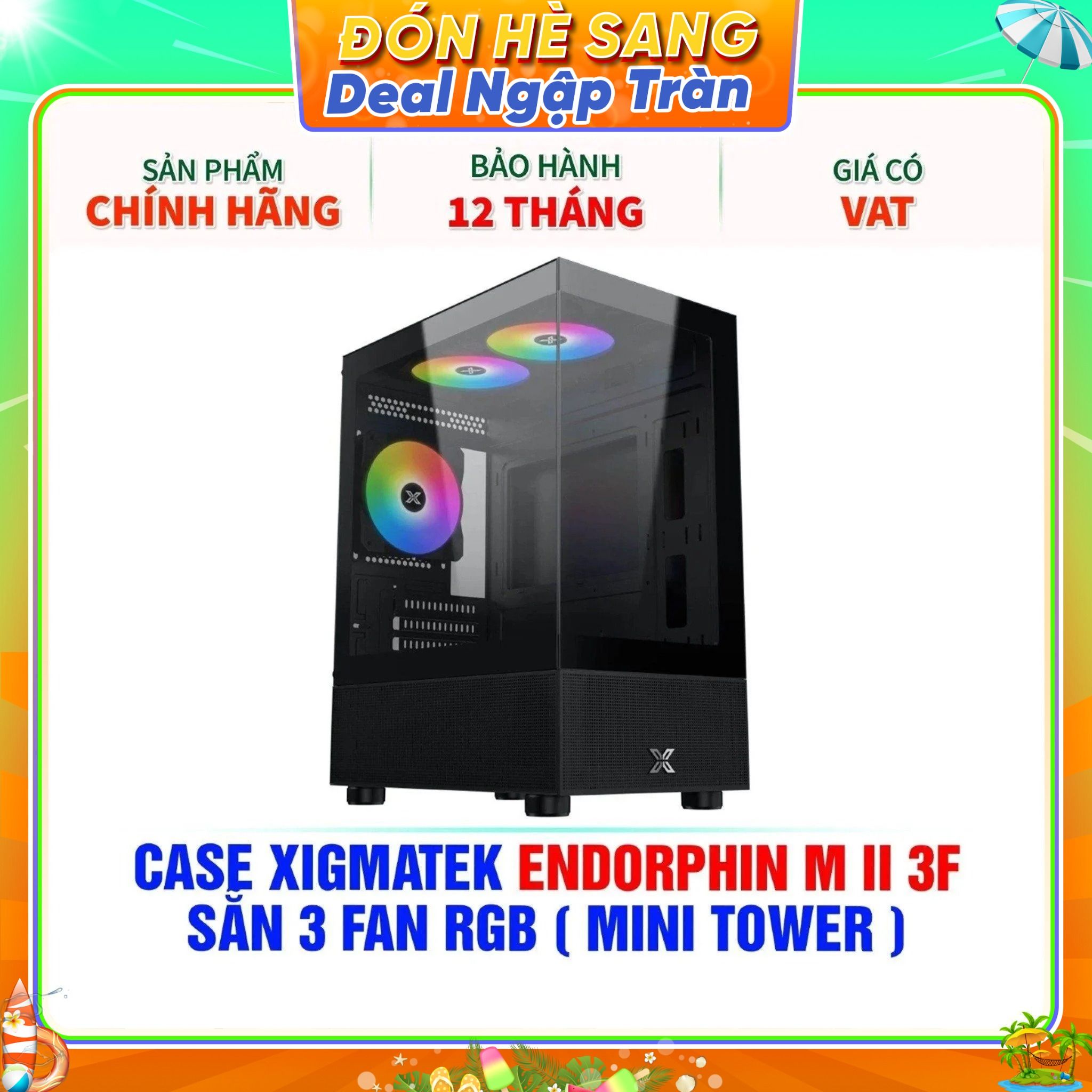  CASE XIGMATEK ENDORPHIN M II 3F - SẴN 3 FAN RGB ( MINI TOWER - EN42911 ) 