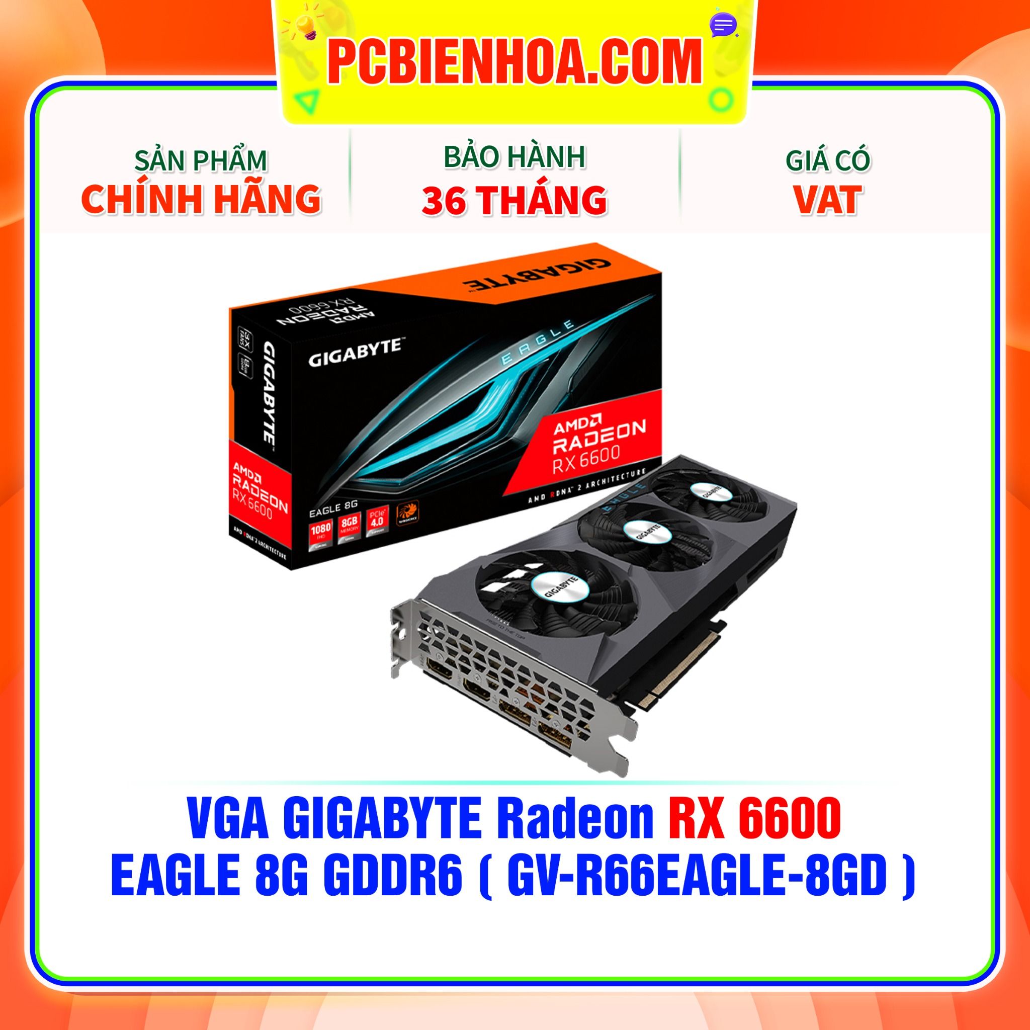  VGA GIGABYTE Radeon RX 6600 EAGLE 8G GDDR6 ( GV-R66EAGLE-8GD ) 