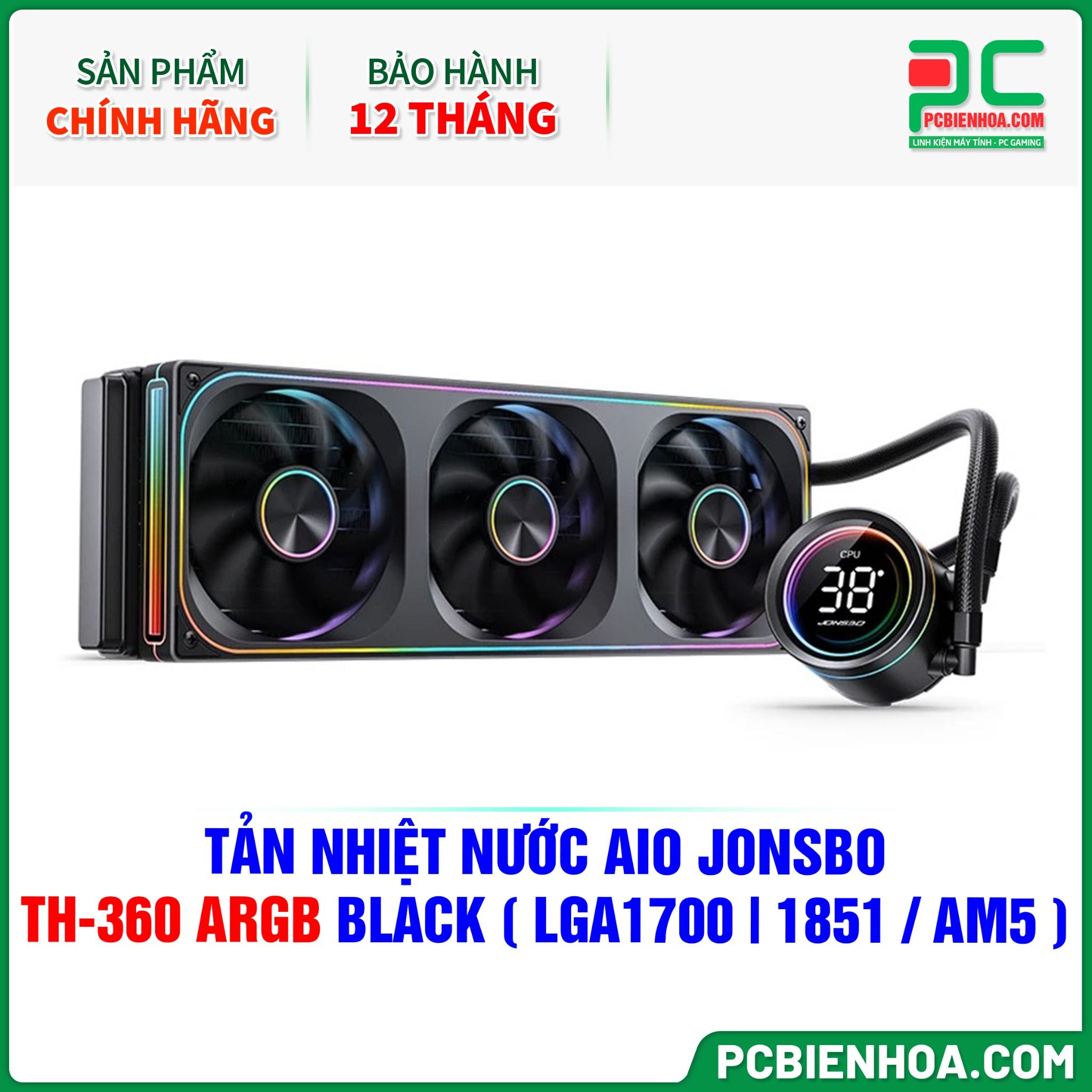 TẢN NHIỆT NƯỚC AIO JONSBO TH-360 ARGB BLACK ( HỖ TRỢ SOCKET LGA1700|1851 / AM5 )