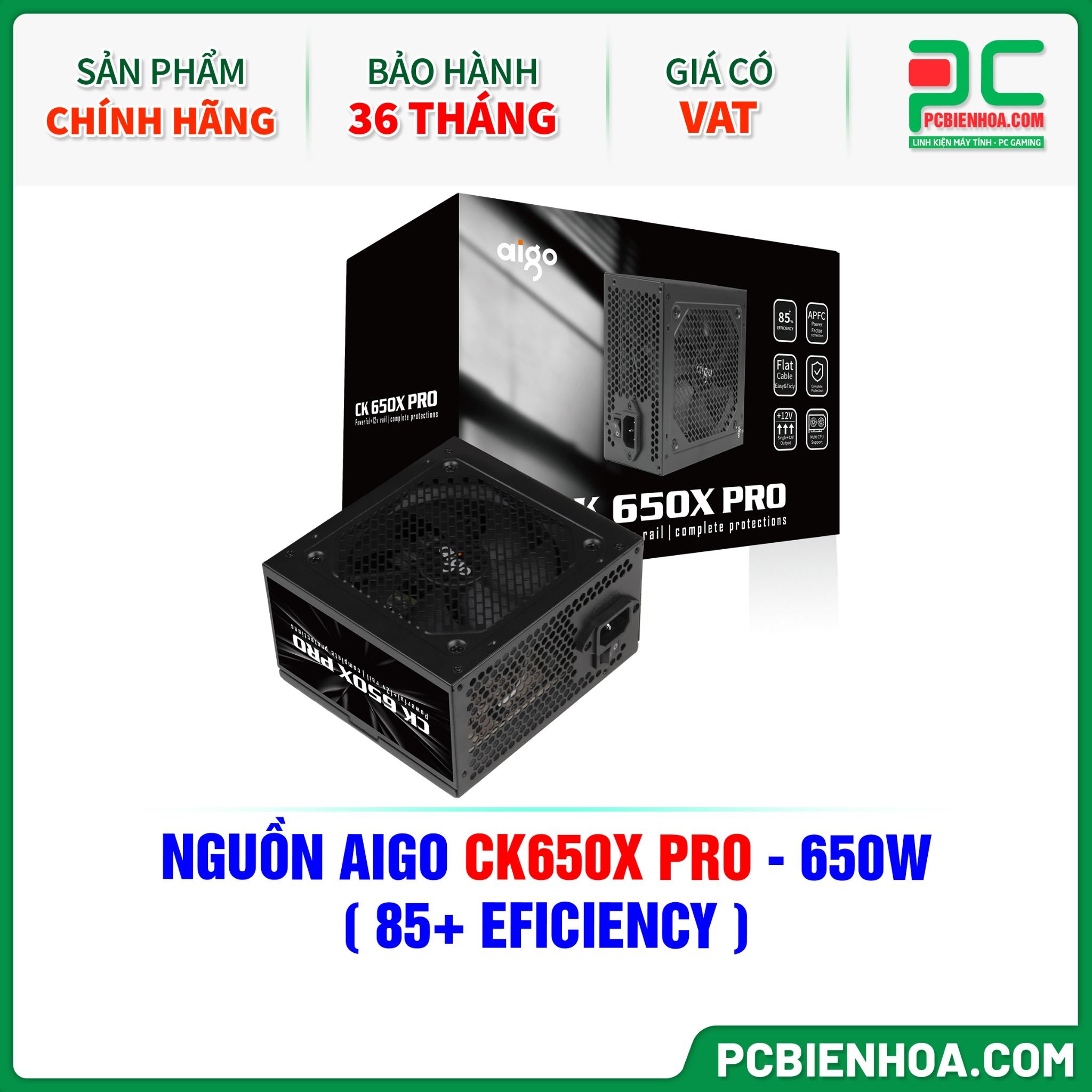 NGUỒN AIGO CK650X PRO - 650W ( 85+ EFICIENCY )