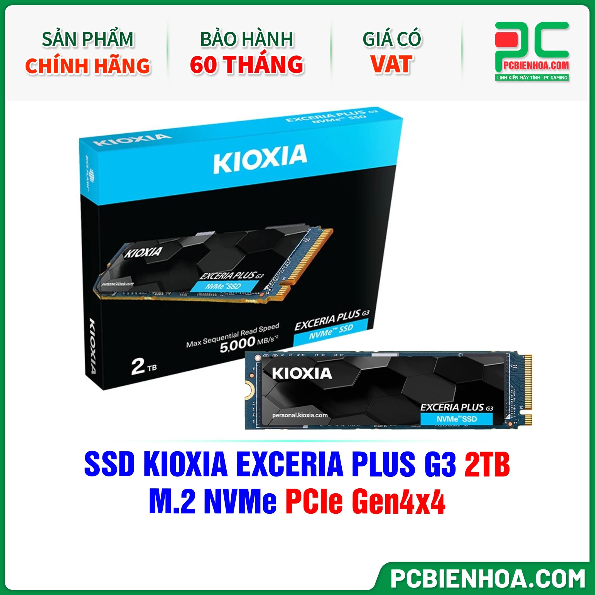 SSD KIOXIA EXCERIA PLUS G3 2TB - M.2 NVMe PCIe Gen4×4 (LSD10Z002TG8)