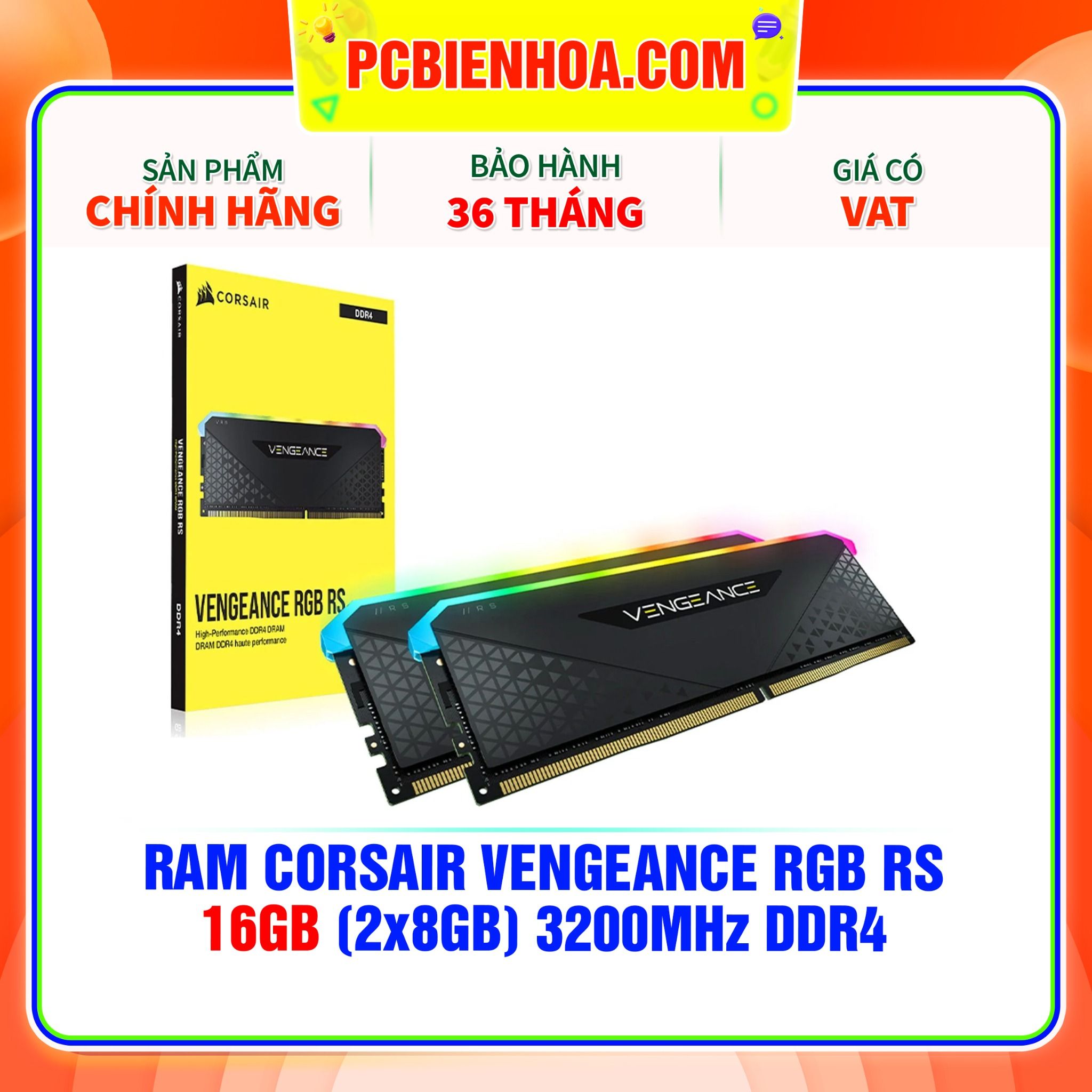  RAM CORSAIR VENGEANCE RGB RS 16GB (2x8GB) 3200MHz DDR4 C16 (CMG16GX4M2E3200C16) 